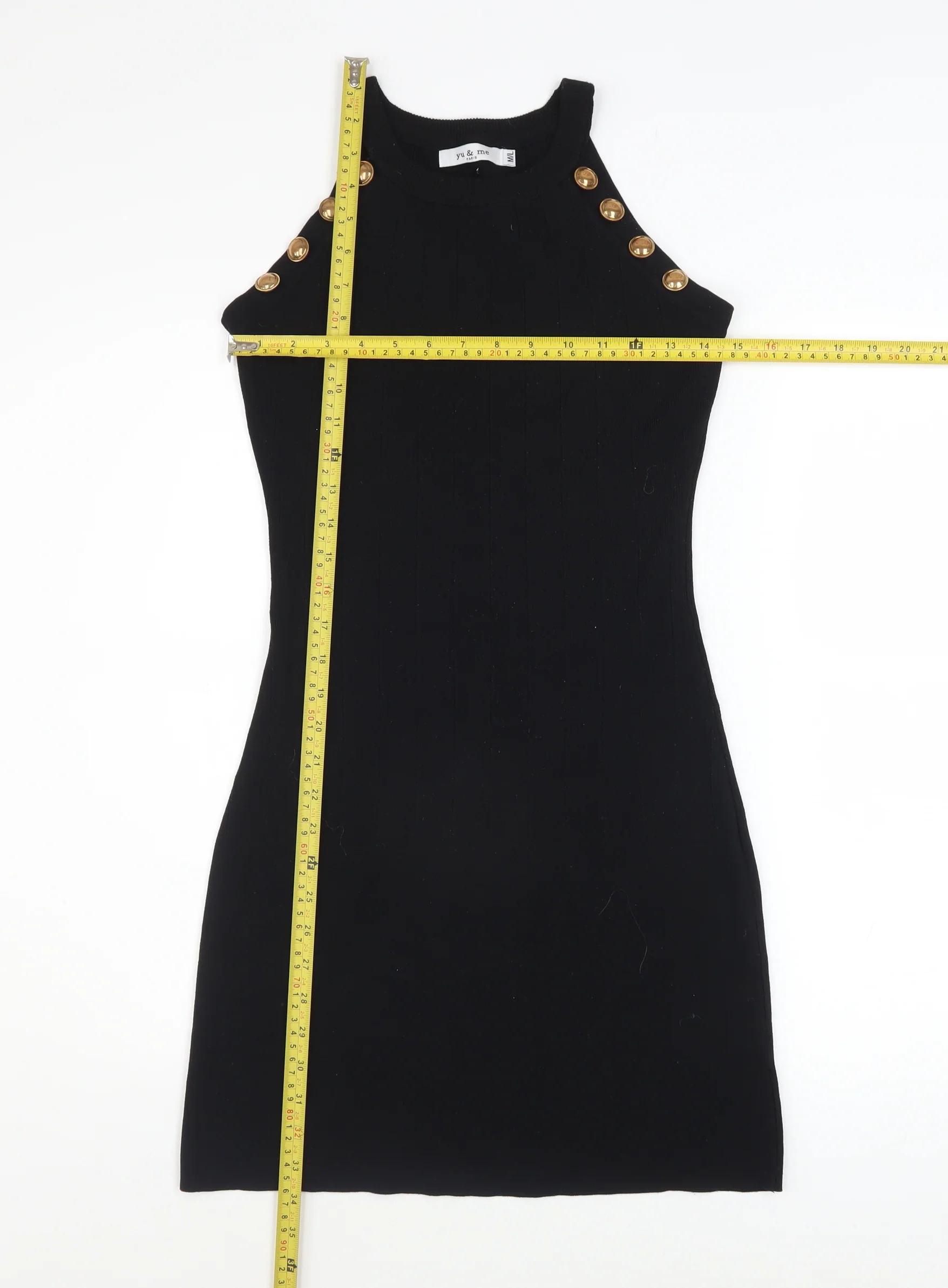 Yu & Me Women’s Black Sleeveless Bodycon Knit Halter Dress M - Image 2