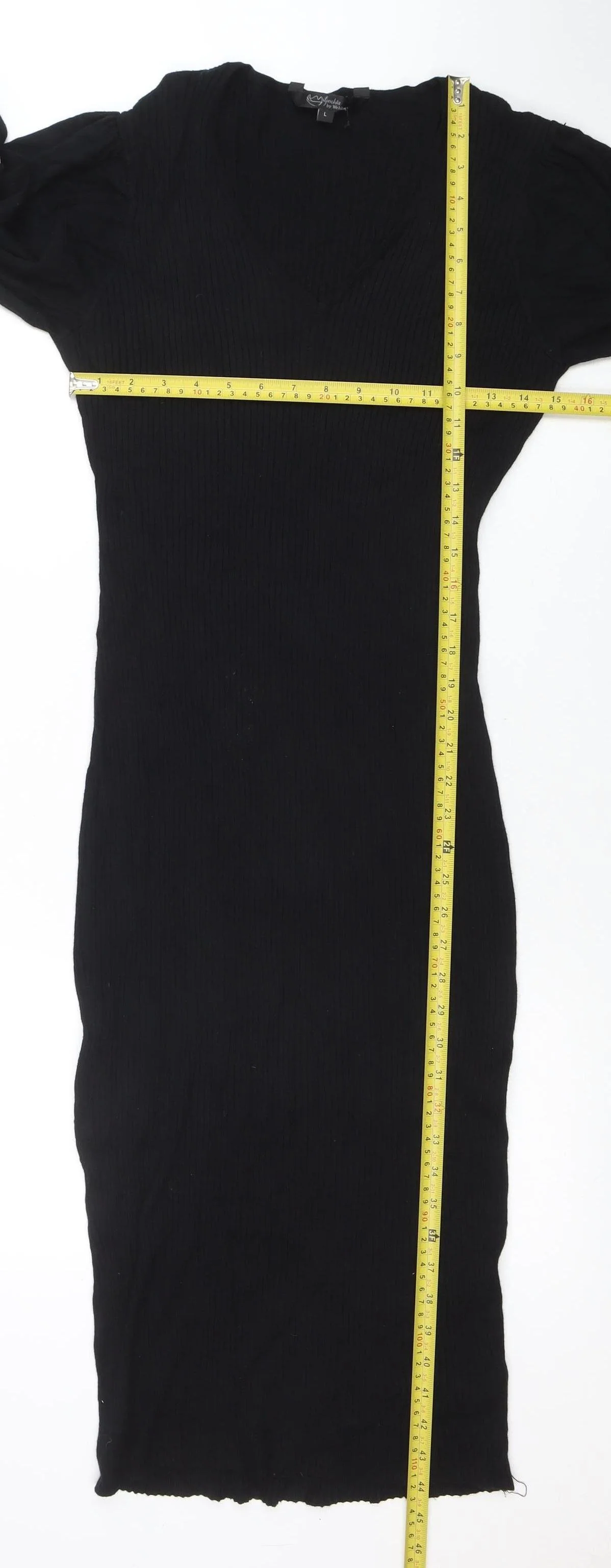 Yulaschka by Wehkamp Women’s Black Bodycon Midi Knit Dress L - Image 2