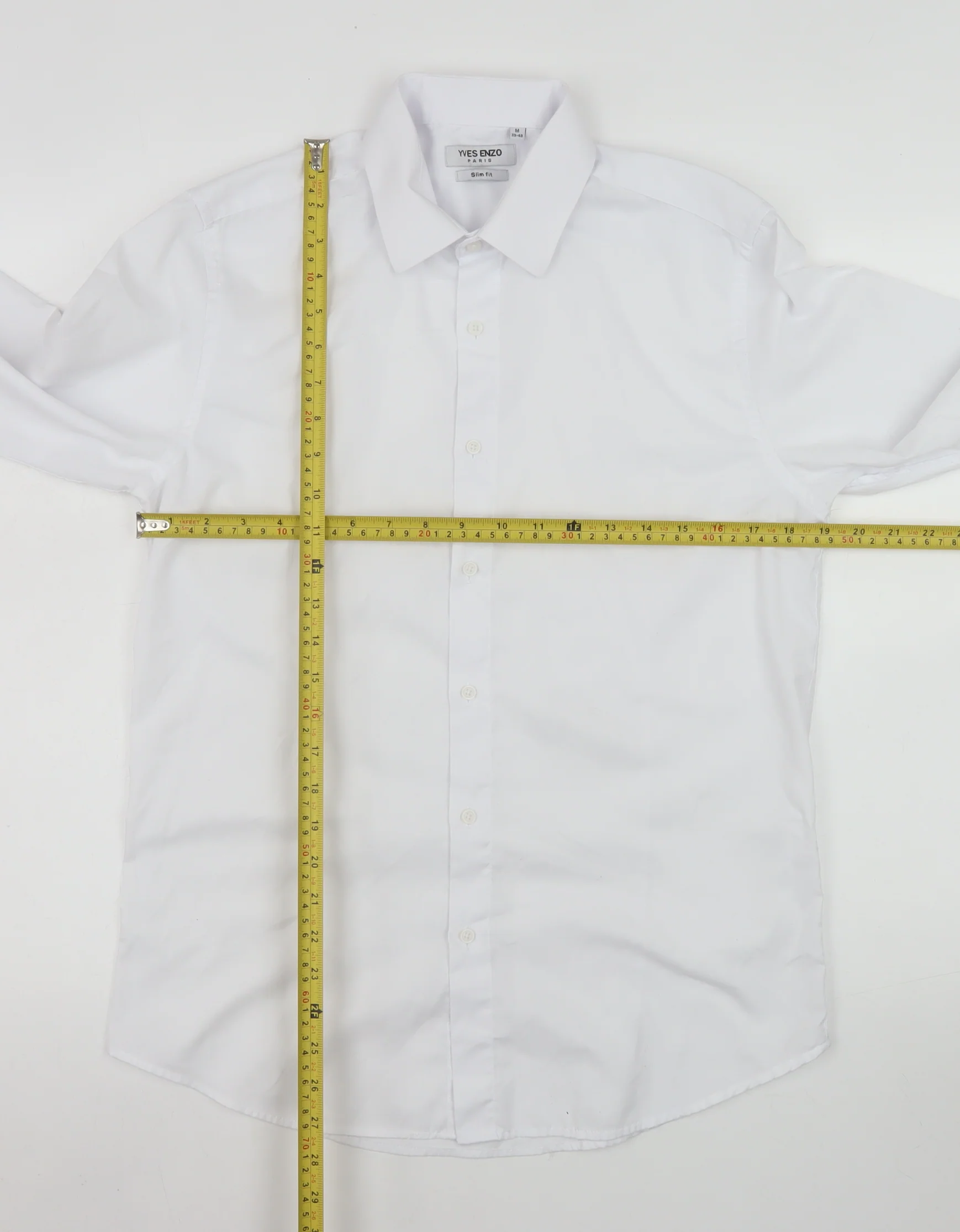 Yves Enzo Men's White Slim Fit Long Sleeve Dress Shirt M 39cm - Image 2