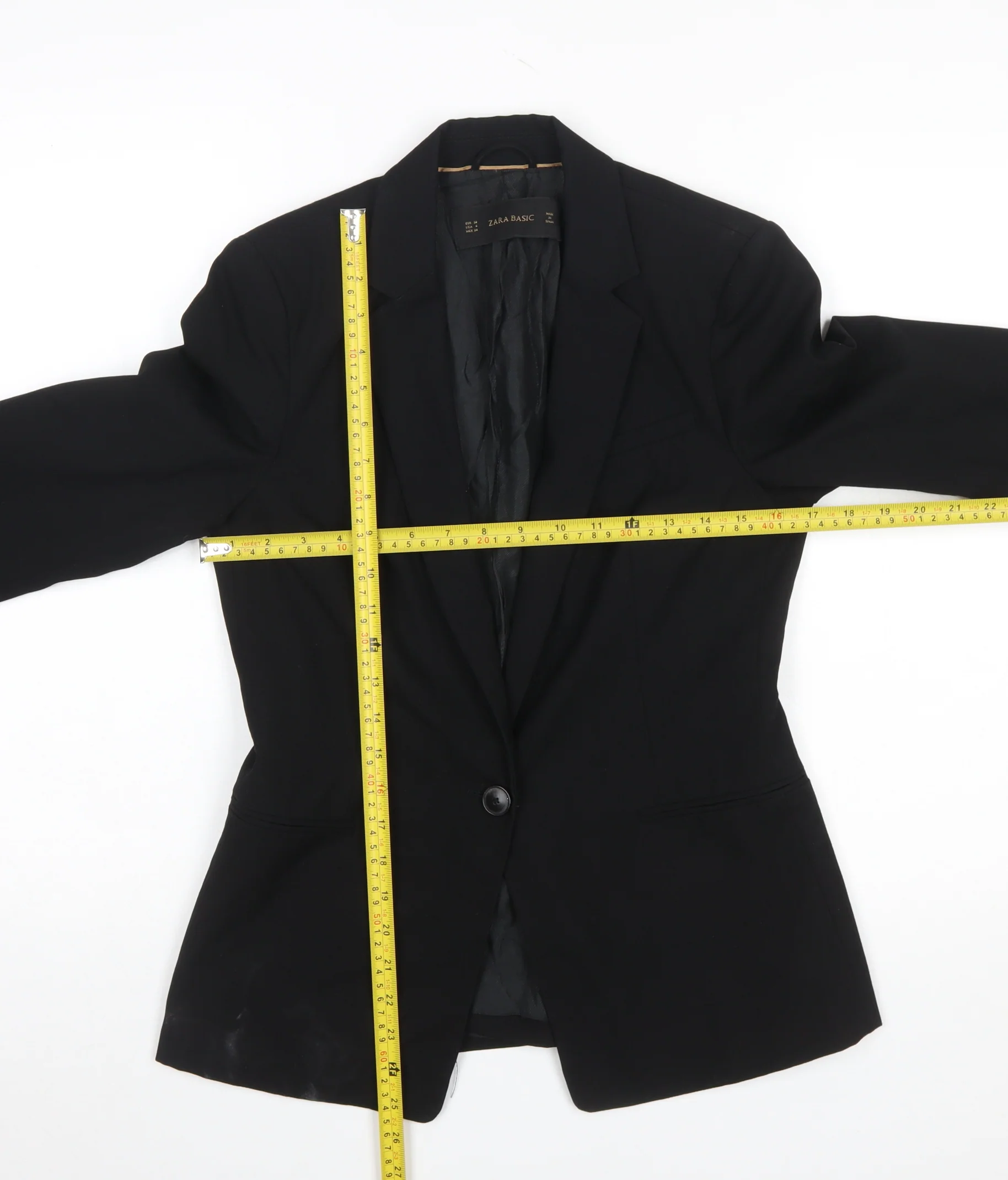 Zara Basic Women's Black Single-Breasted Slim Fit Blazer Size 10 - Image 2