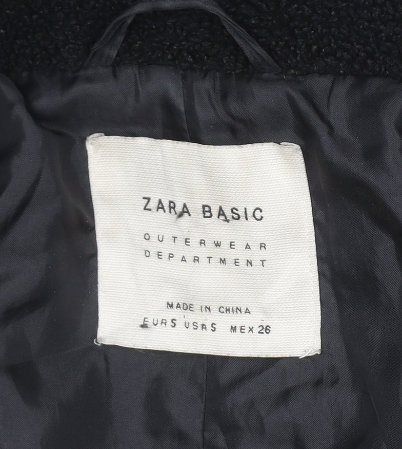 Zara Basic Women's Blue Wool Blend Mid-Length Coat Size 8 - Image 4