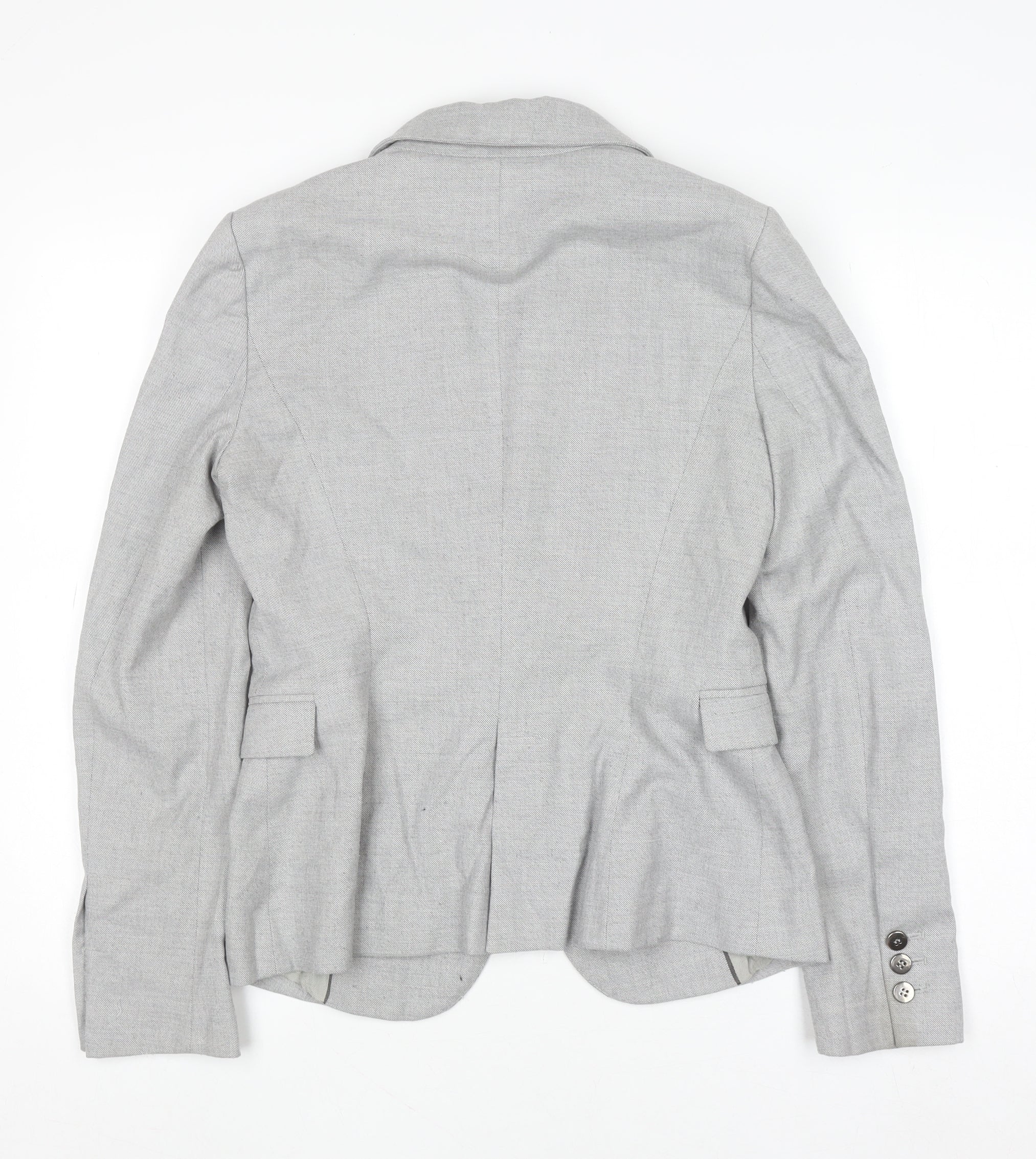 Zara Basic Women's Grey Blazer Size S Single Breasted Classic Workwear - Image 3