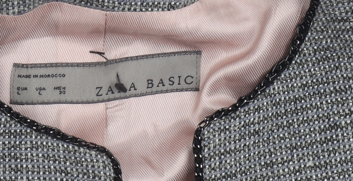 Zara Basic Women's Grey Tweed Single-Breasted Blazer UK 14 - Image 5