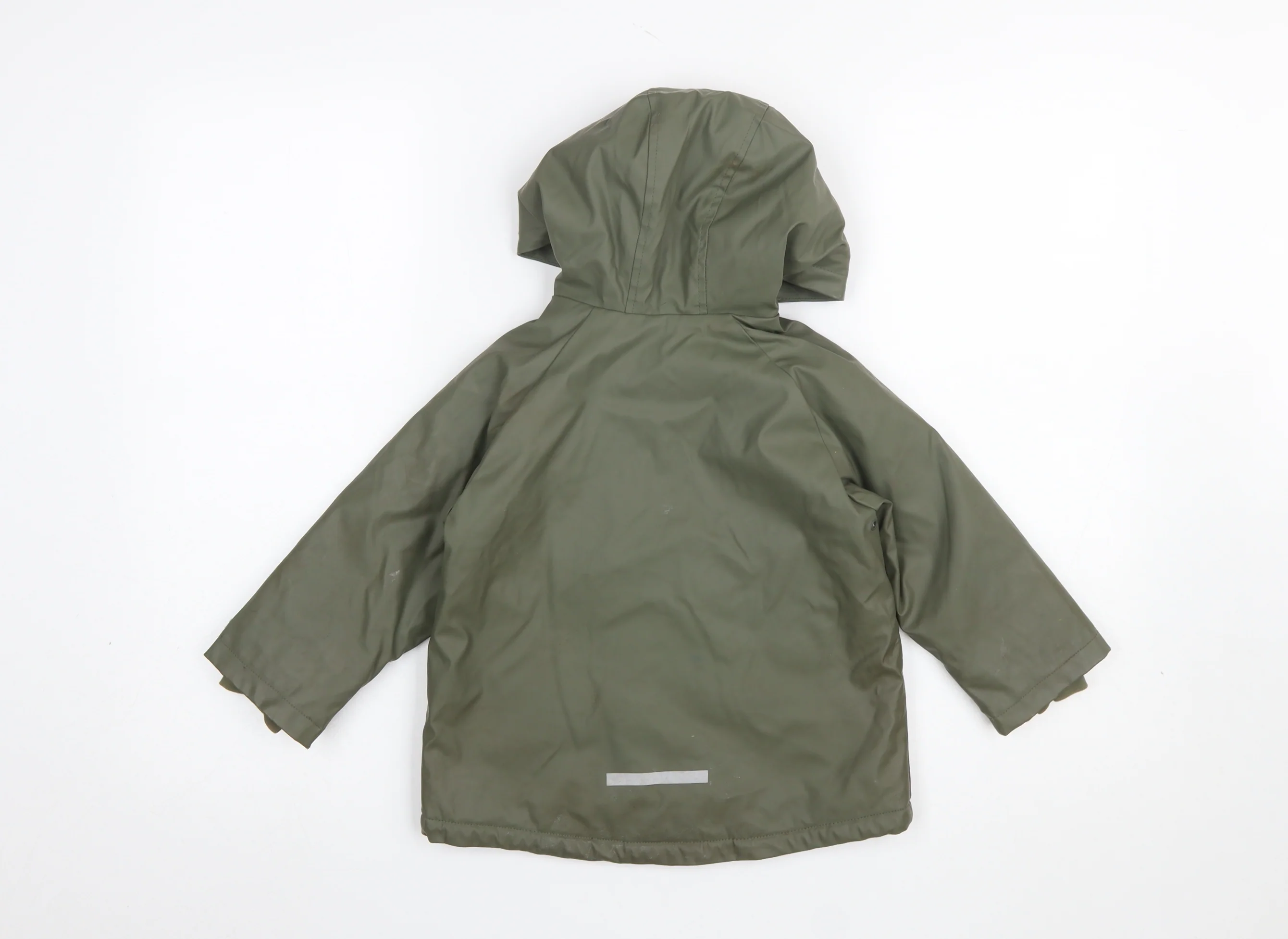 Zara Boys Green Hooded Waterproof Rain Coat 2-3 Years Padded Lined Jacket - Image 3