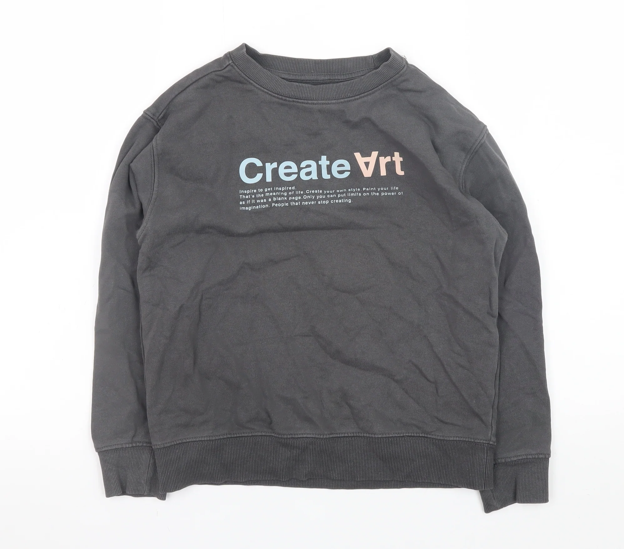 Zara Boys Grey 'Create Art' Graphic Pullover Sweatshirt - 9 Years
