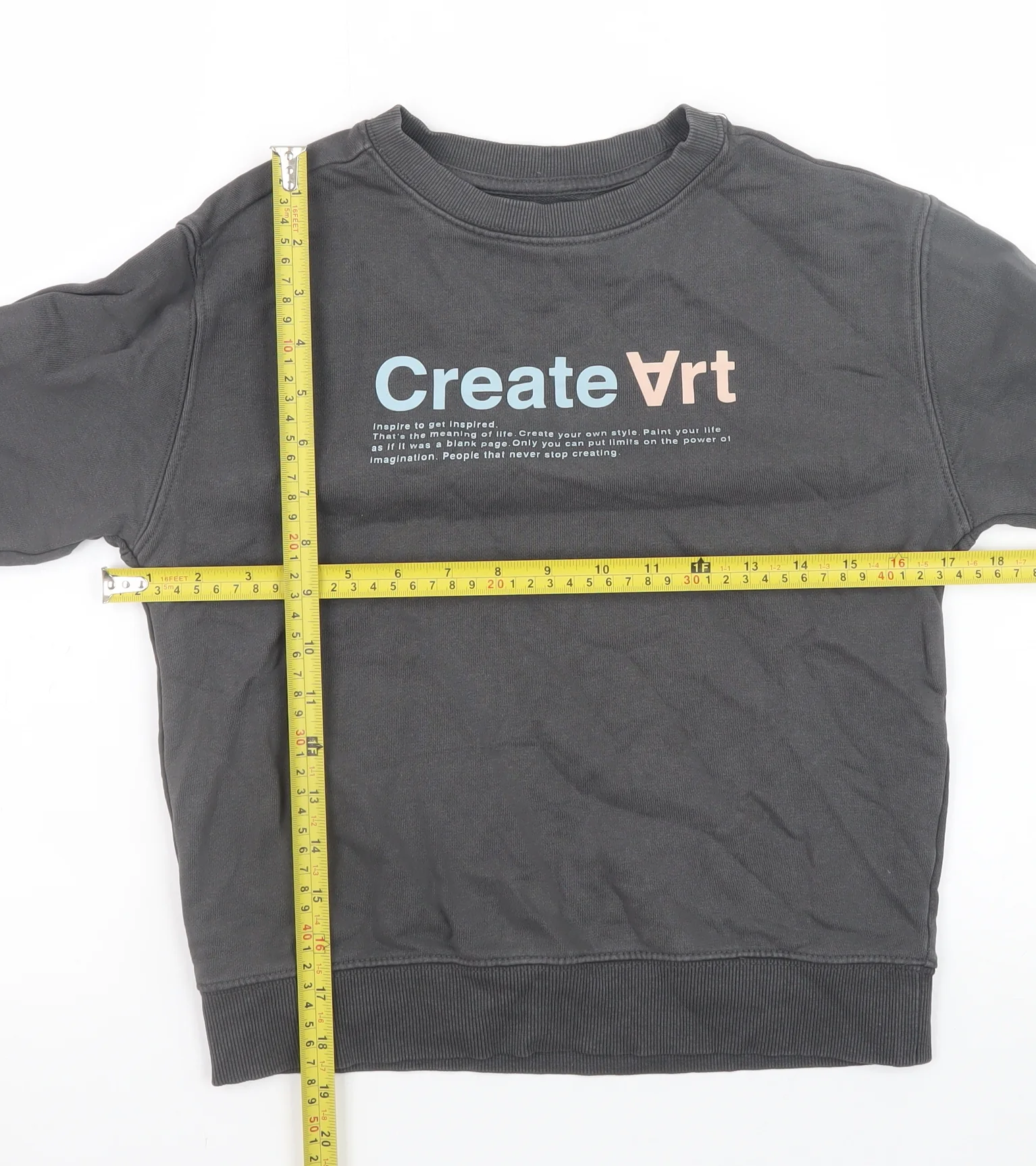 Zara Boys Grey 'Create Art' Graphic Pullover Sweatshirt - 9 Years - Image 2