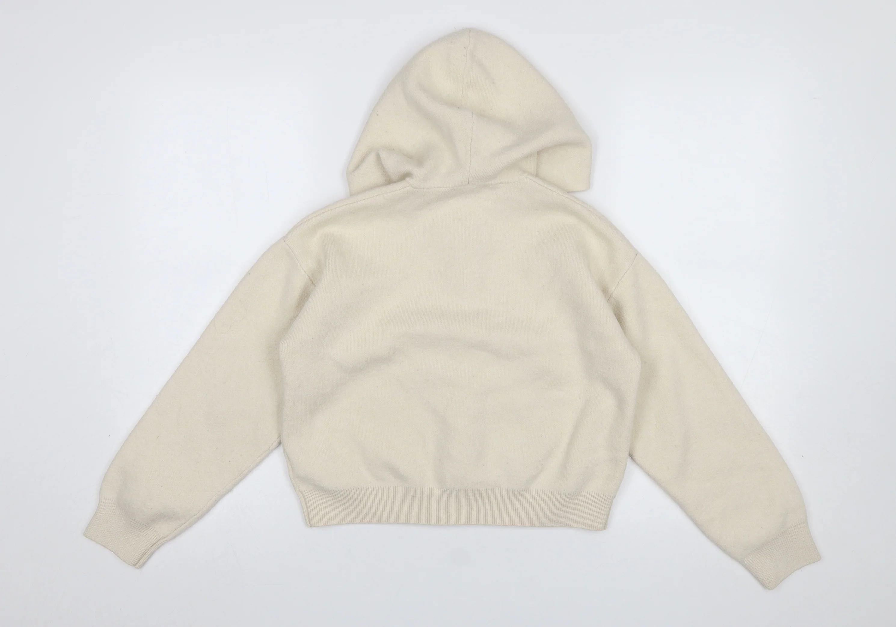 ZARA Girls Beige Full Zip Hooded Cardigan Size 13-14 Years Knit Jumper - Image 3
