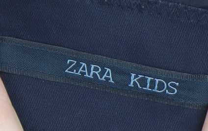 Zara Girls Blue Cotton Double-Breasted Trench Coat 13-14 Years - Image 4