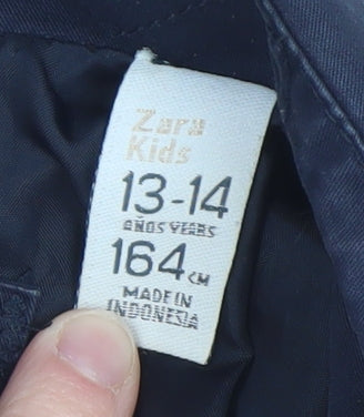 Zara Girls Blue Cotton Double-Breasted Trench Coat 13-14 Years - Image 5