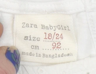 Zara Girls White Embroidered Cotton Short Sleeve Blouse 18-24 Months - Image 4