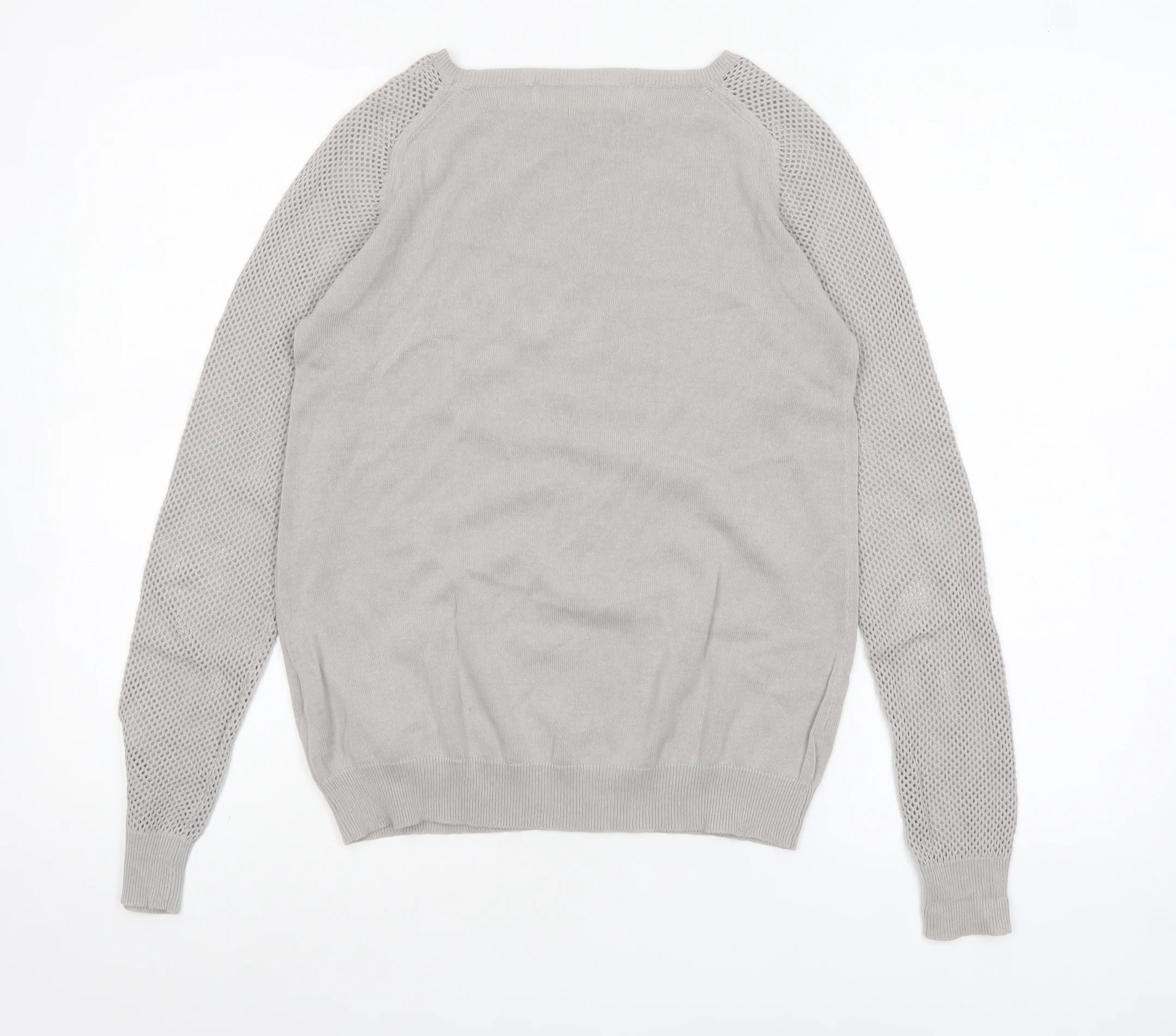 Zara Knit Women's Grey Cotton Crew Neck Long Sleeve Pullover Jumper Size 8 - Image 3