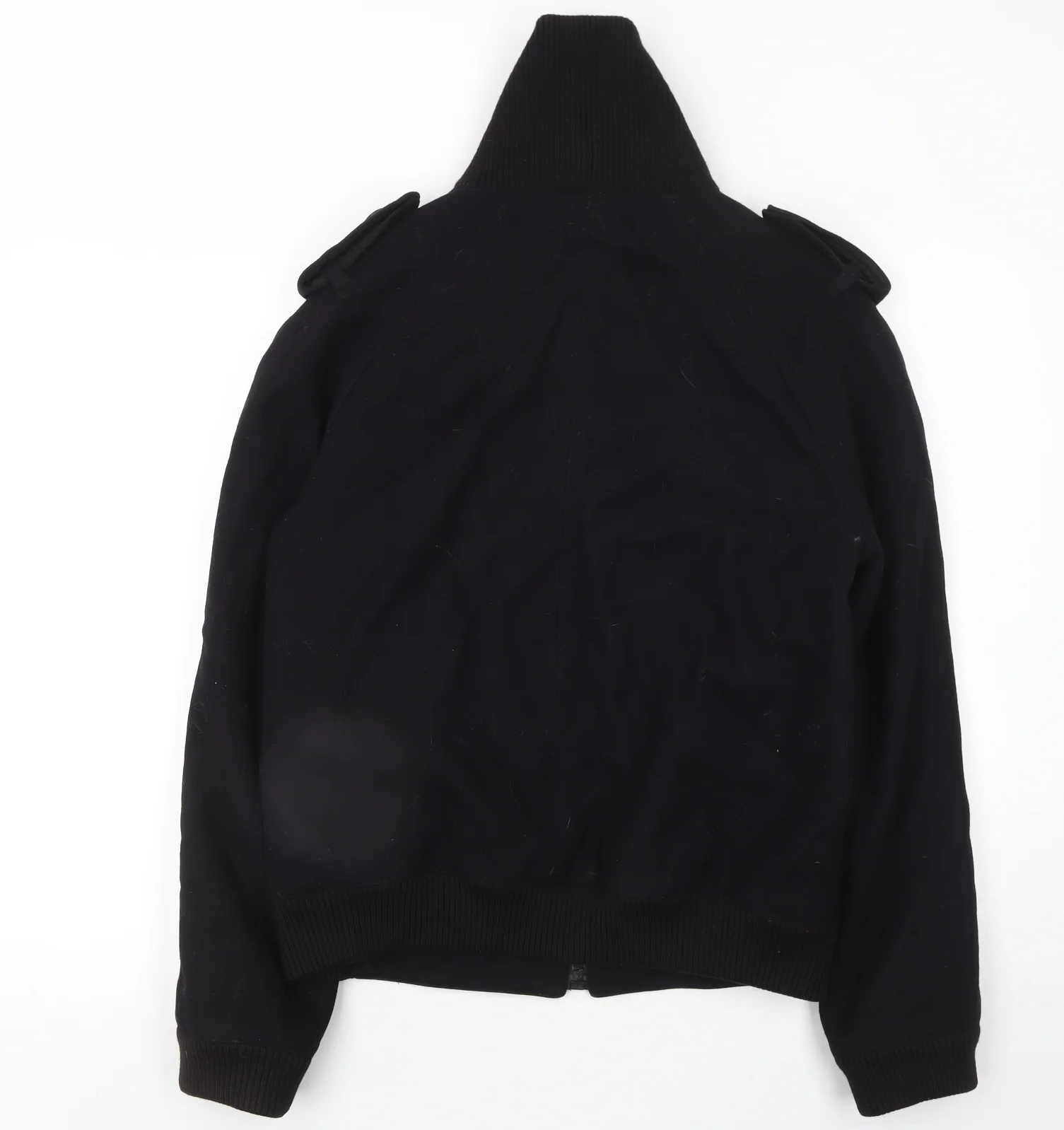 Zara Man Black Wool Bomber Jacket Mens L Regular Fit Full Zip - Image 3