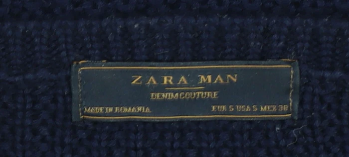 Zara Man Blue Cable-Knit Crew Neck Jumper Men’s Size S - Image 4