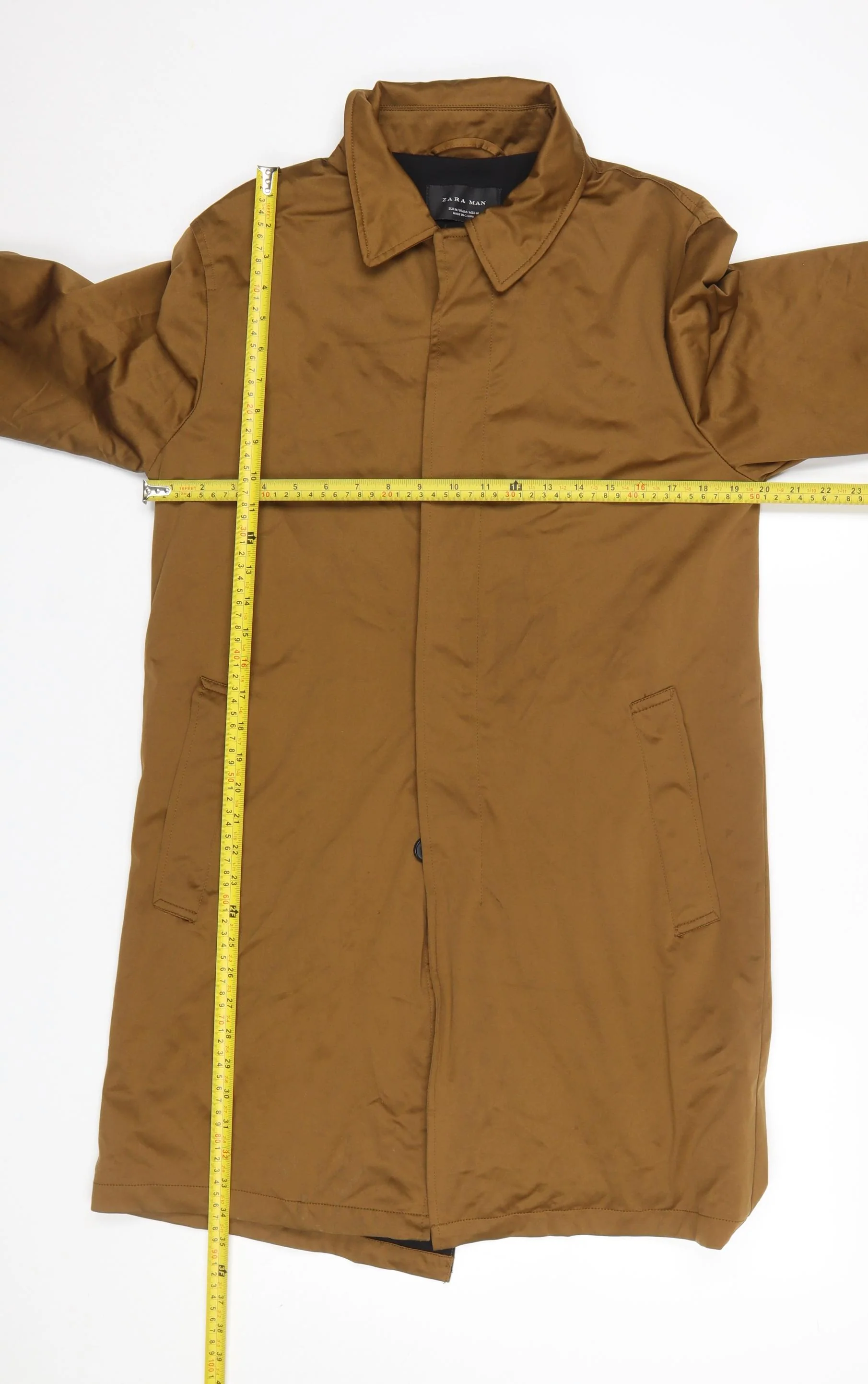 Zara Man Brown Mid-Length Overcoat Men's M 40in Polyester - Image 2