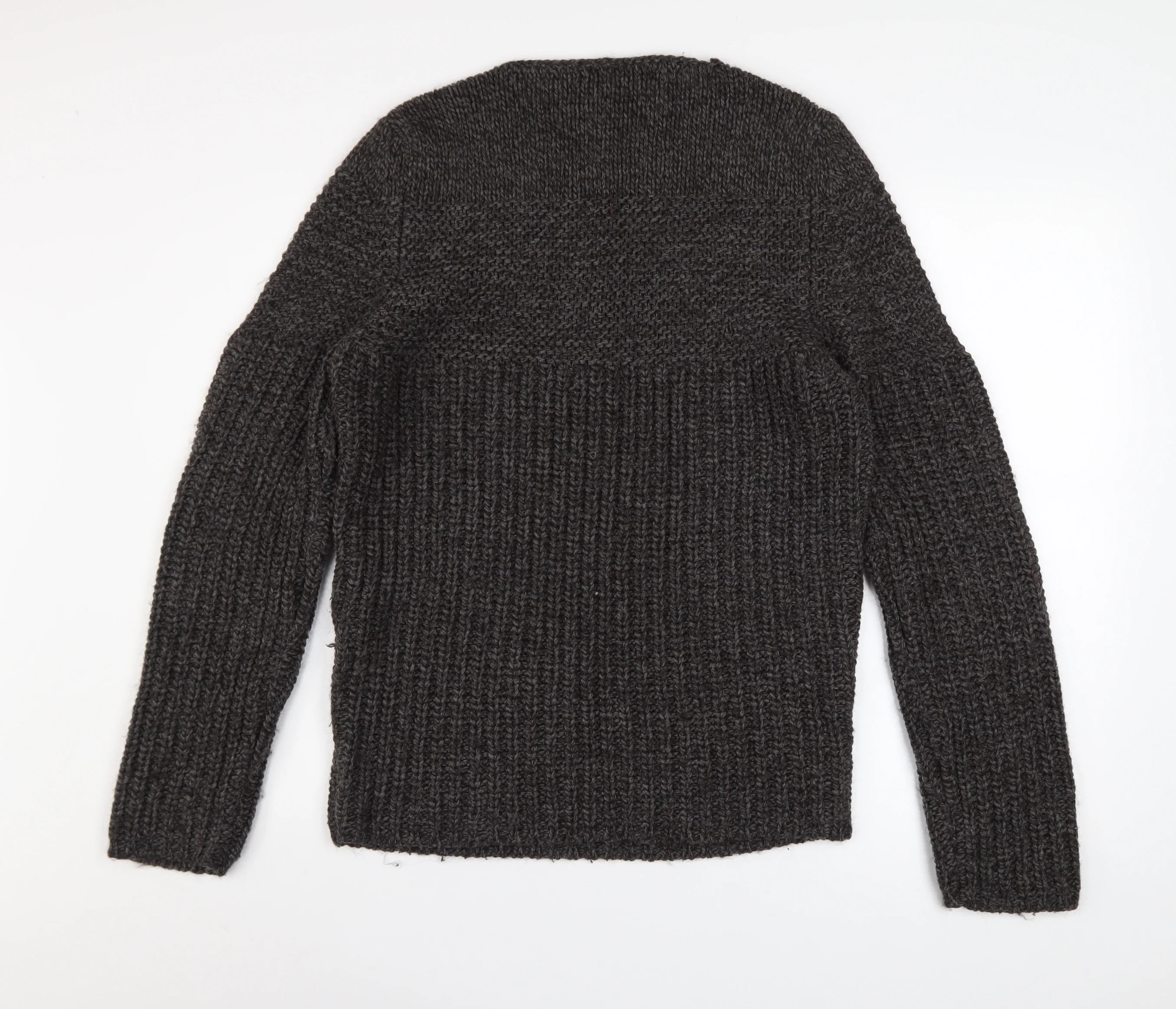 Zara Man Mens Grey Chunky-Knit Crew Neck Pullover Jumper Size L - Image 3