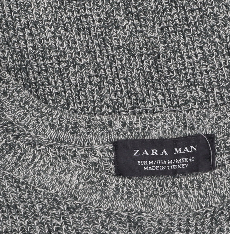 Zara Man Men's Grey Cotton Knit Crew Neck Jumper Size M - Image 5