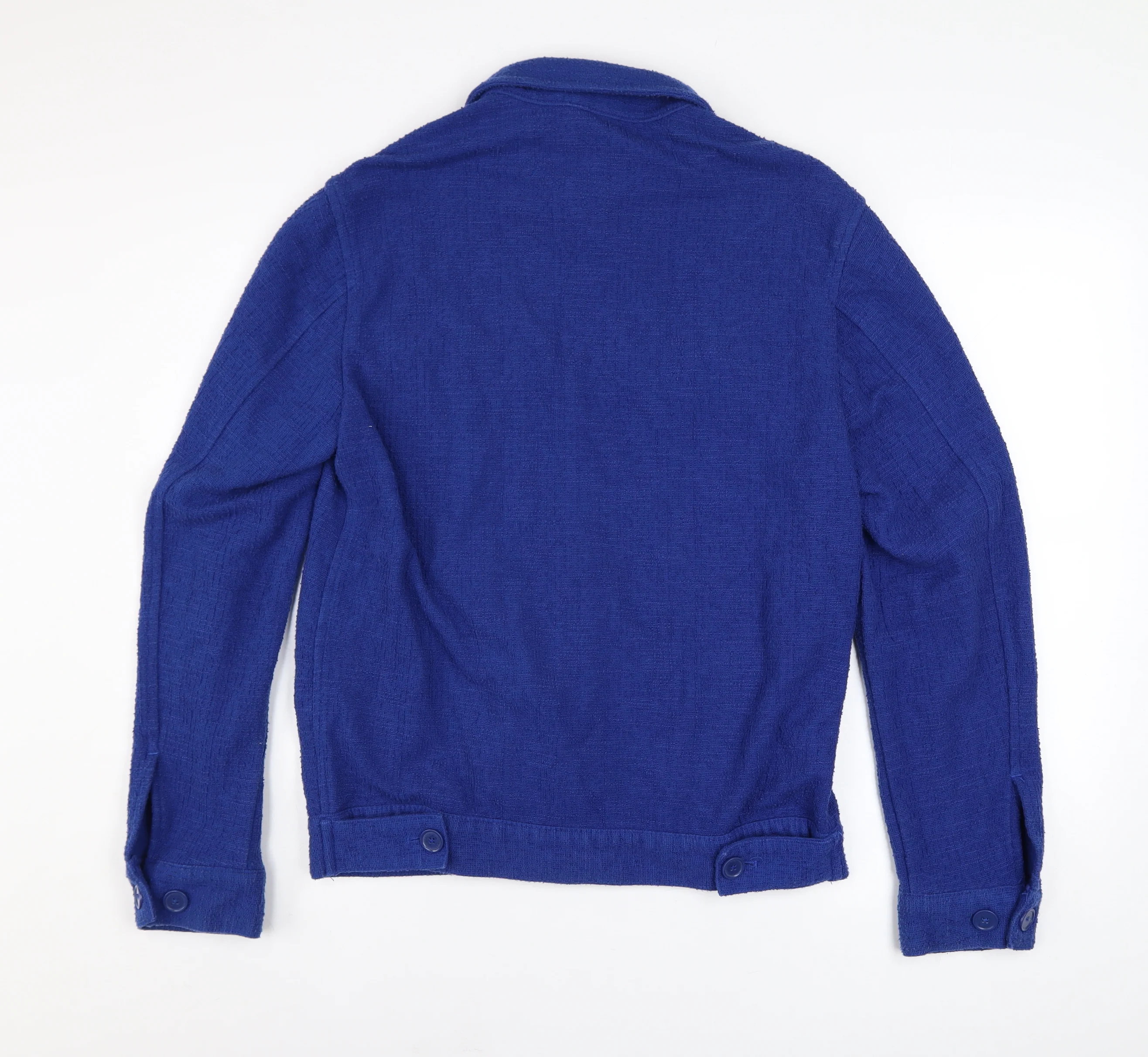 Zara Men Blue Cotton Tweed Bomber Jacket Size S Button-Up - Image 3