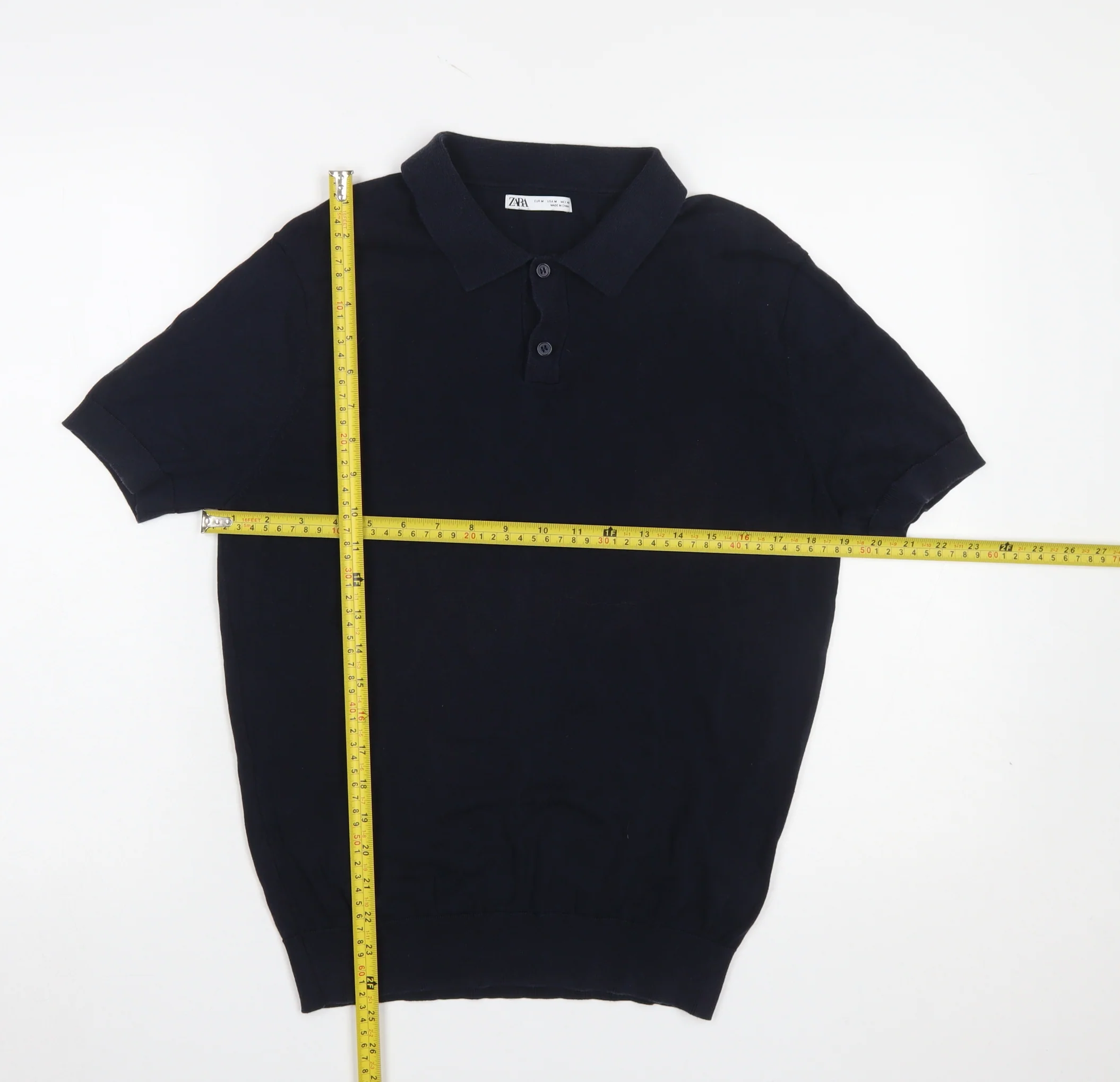 Zara Men’s Black Lyocell Cotton Polo Shirt Size M Short Sleeve - Image 2