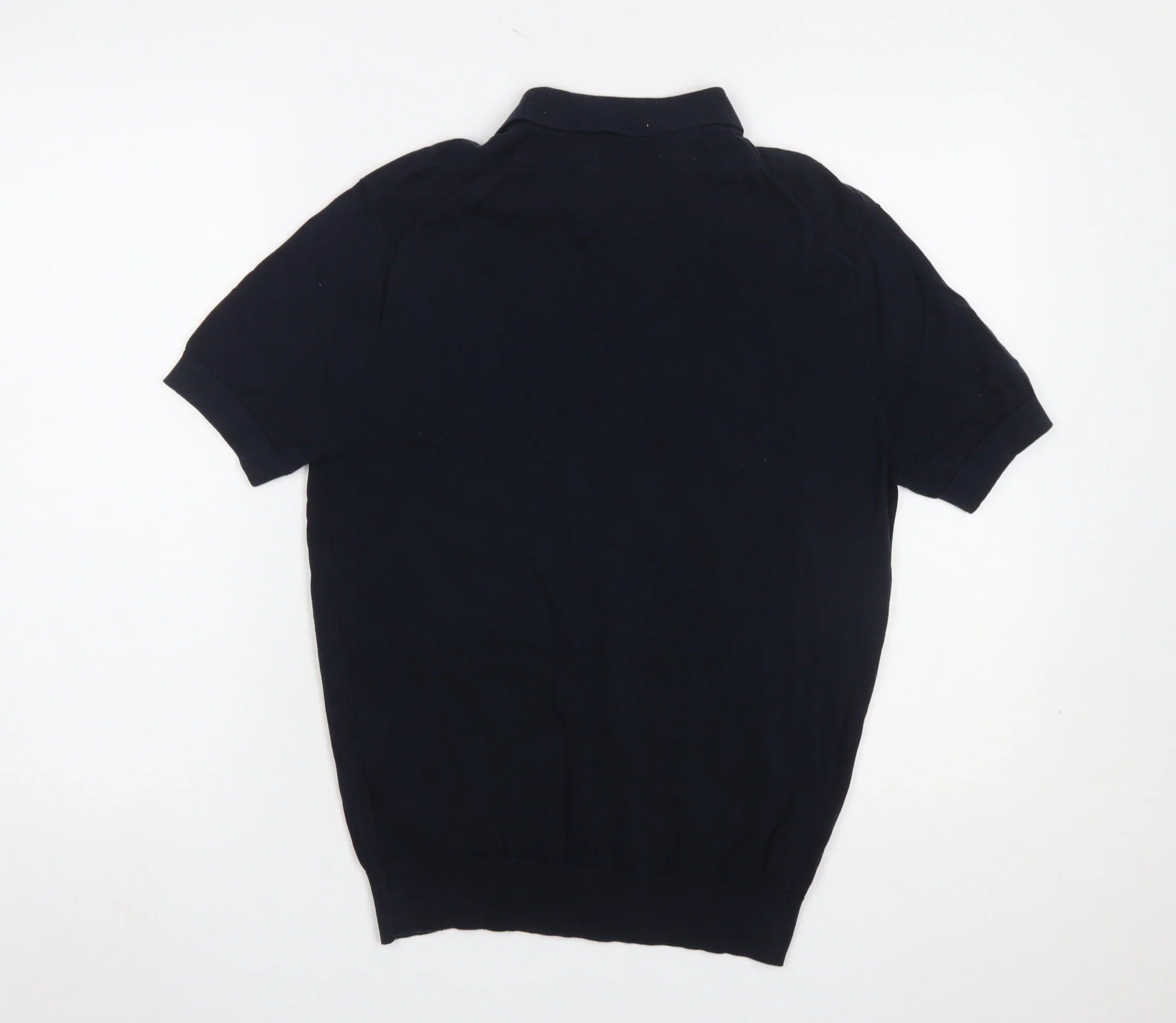 Zara Men’s Black Lyocell Cotton Polo Shirt Size M Short Sleeve - Image 3