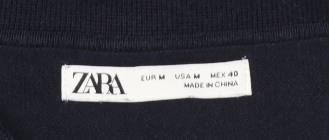 Zara Men’s Black Lyocell Cotton Polo Shirt Size M Short Sleeve - Image 4