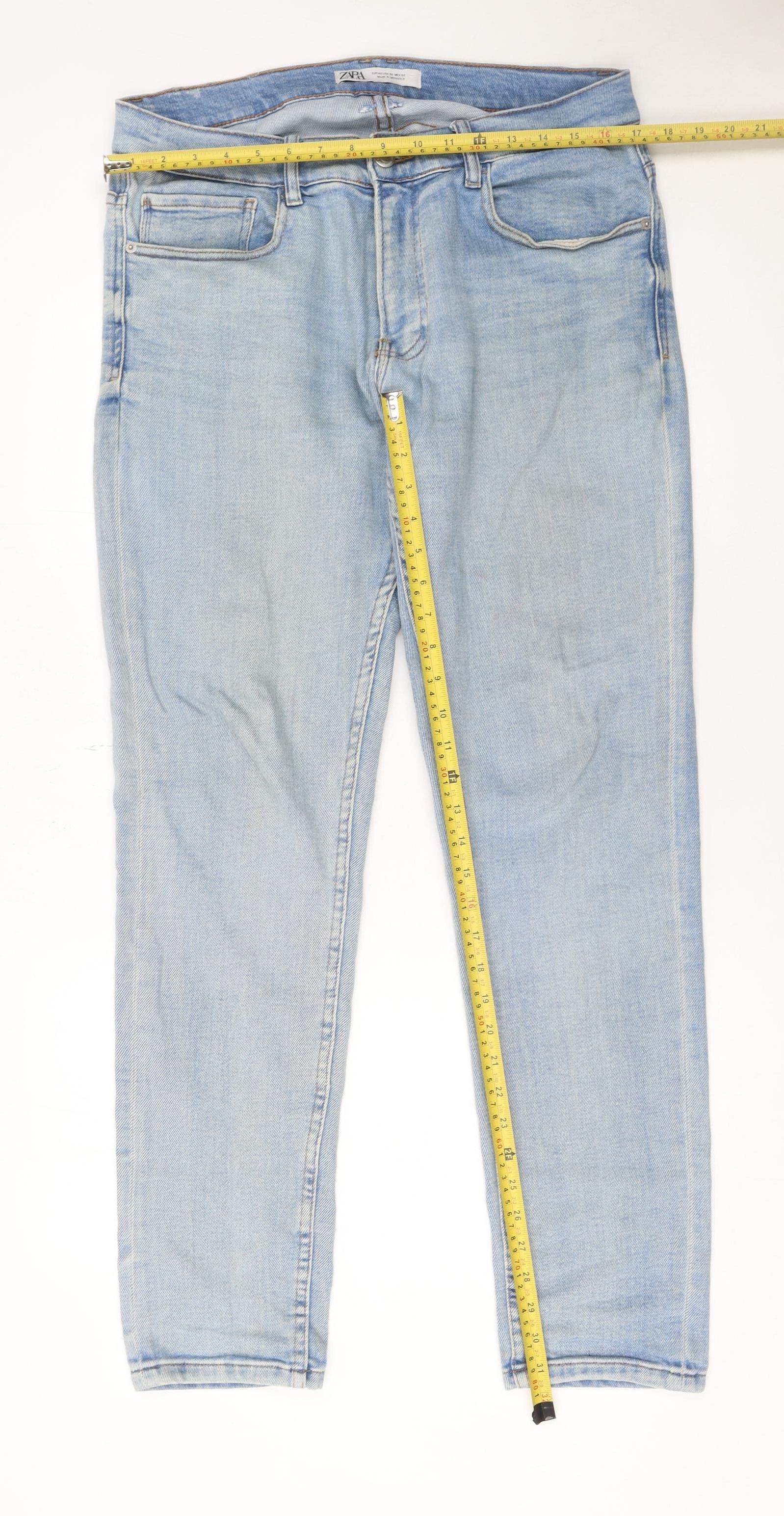 Zara Men’s Light Blue Skinny Denim Jeans Size L 32W Slim Fit - Image 2