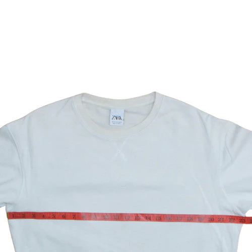 Zara Men’s White Crew Neck Regular Fit Cotton Sweatshirt M - Image 2