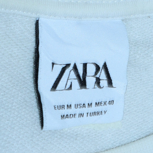 Zara Men’s White Crew Neck Regular Fit Cotton Sweatshirt M - Image 5