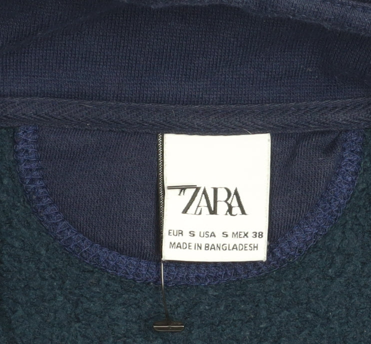 Zara Men's Blue 1/4 Zip Fleece Sweatshirt Size S - Image 4