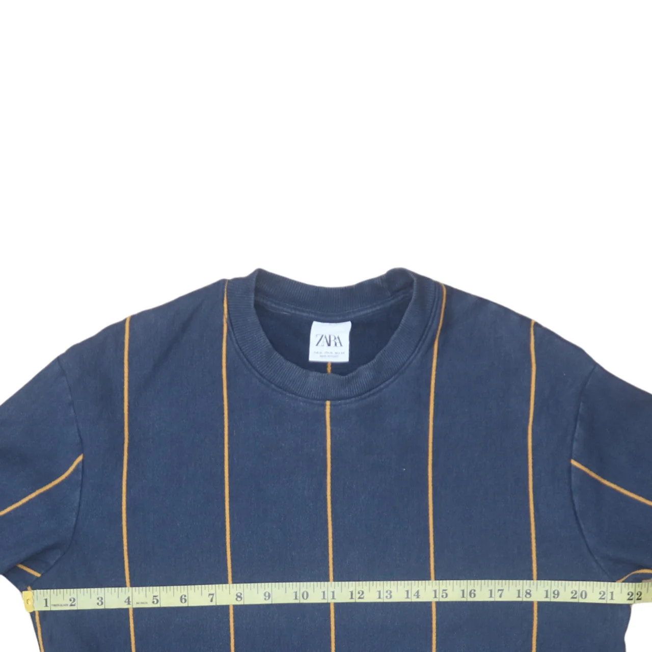 ZARA Men's Blue Striped Pullover Sweatshirt XL Cotton Blend - Image 3
