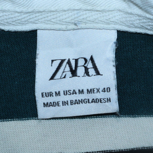 Zara Men's Multicoloured Striped Collared Henley Sweatshirt M - Image 5