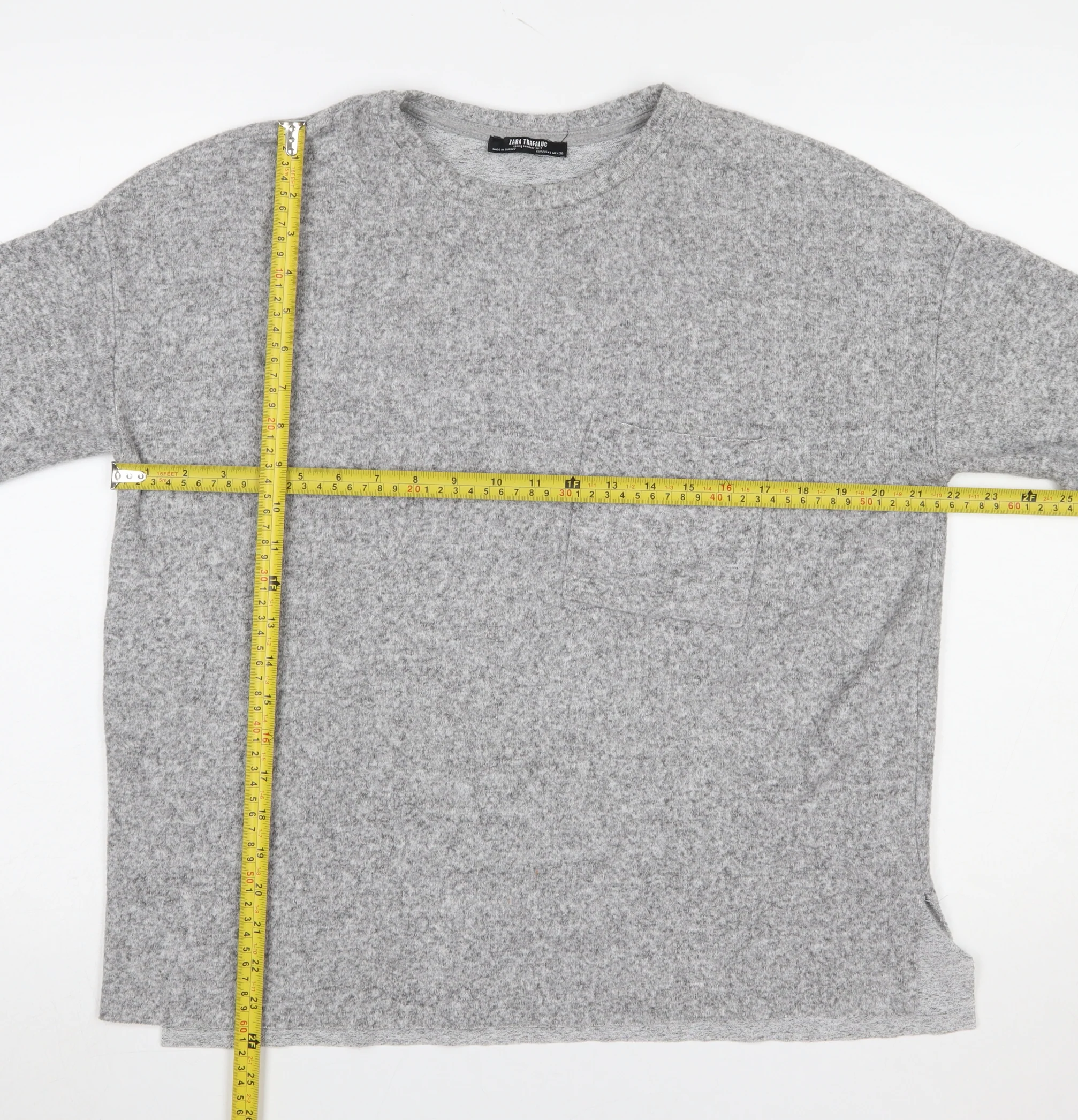 Zara Trafaluc Women Grey Short Sleeve Relaxed Fit Basic T-Shirt S - Image 2