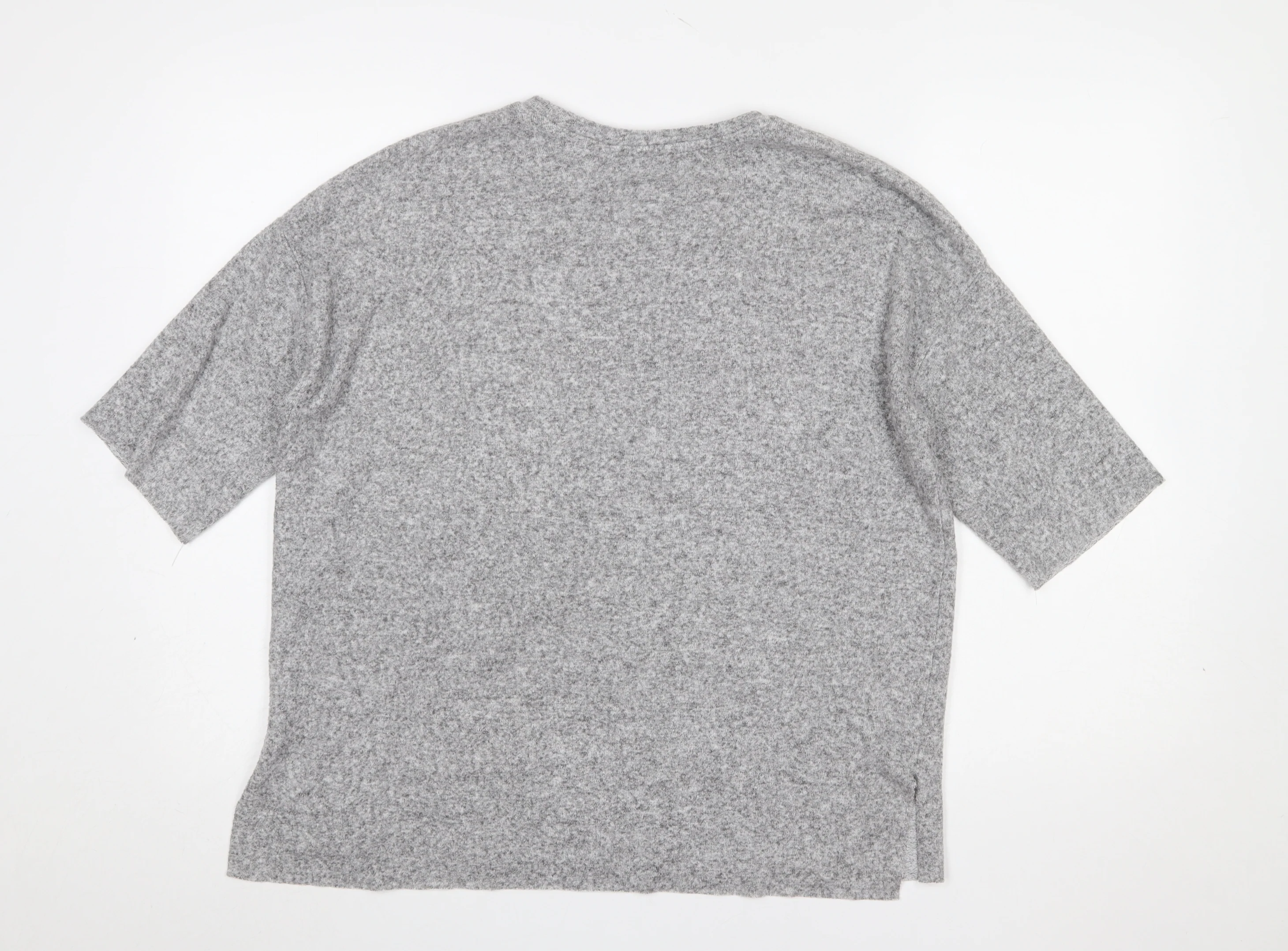 Zara Trafaluc Women Grey Short Sleeve Relaxed Fit Basic T-Shirt S - Image 3