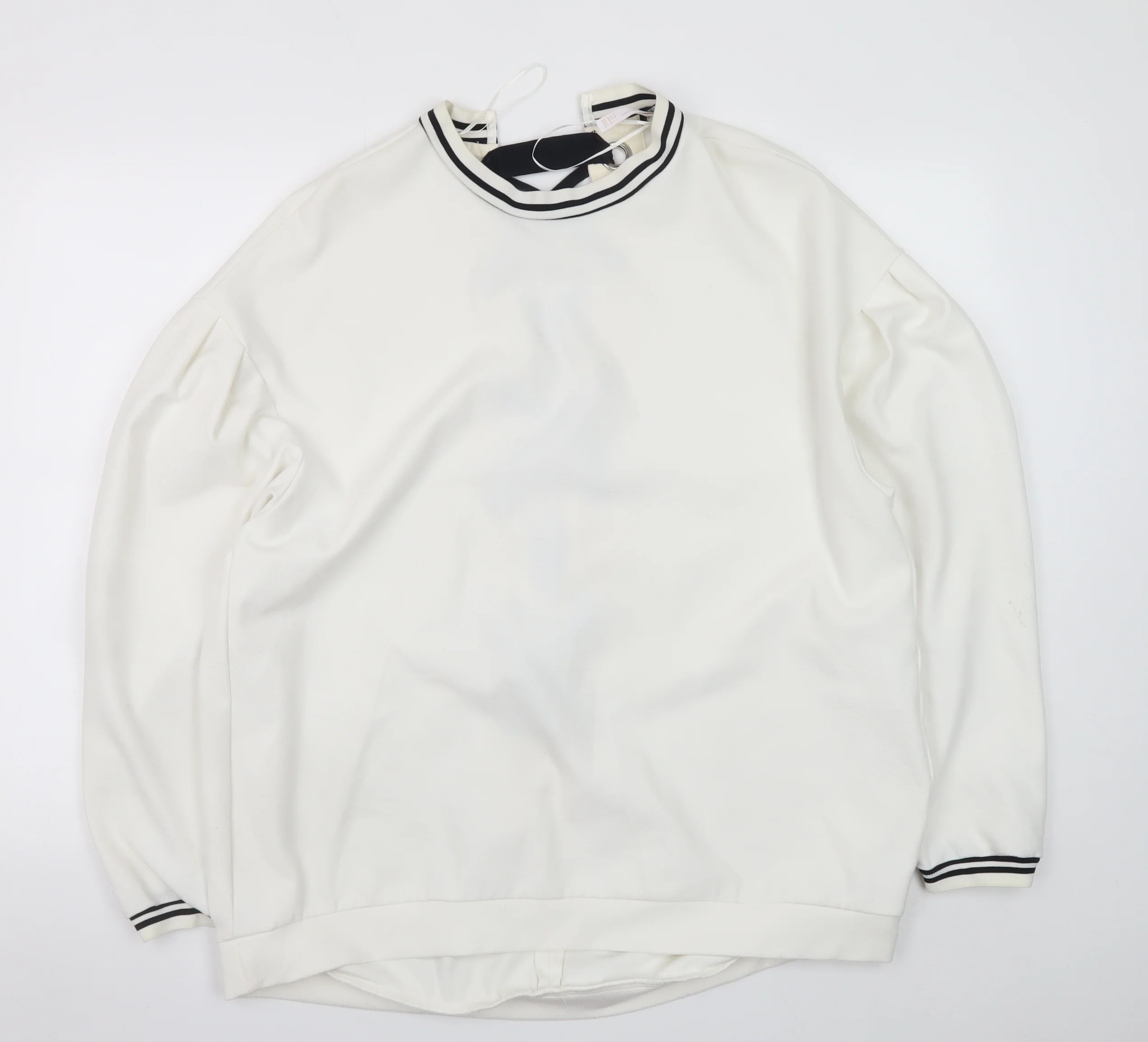 Zara Trafaluc Women’s White Lace Up Back Sweatshirt Size L