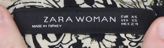Zara Woman Black Floral High Waist Paperbag Shorts XS - Image 4