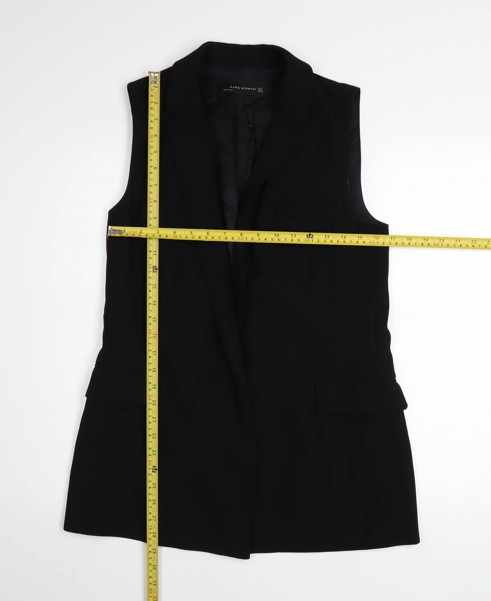 Zara Woman Black Sleeveless Waistcoat Size S Smart Lined Workwear - Image 2