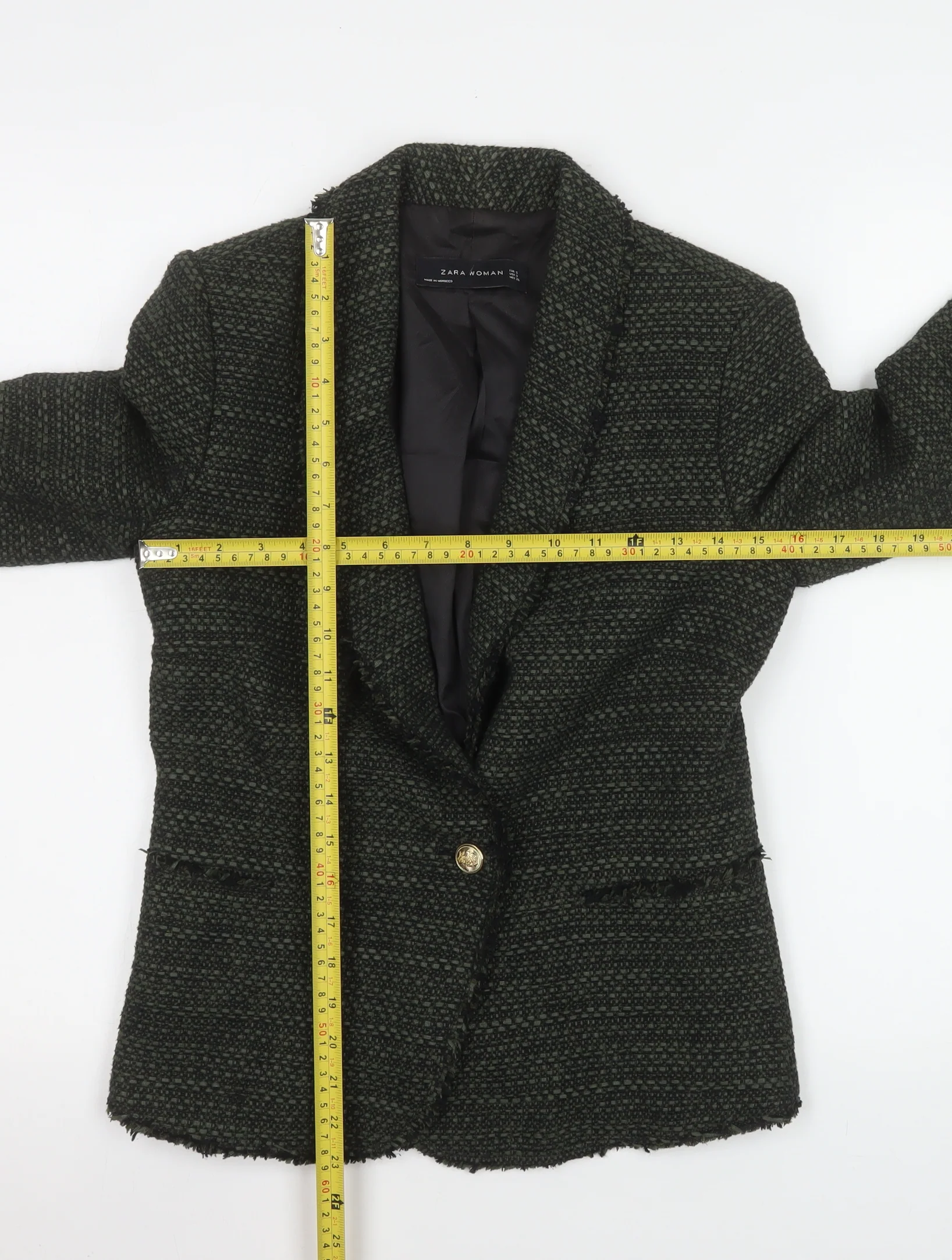 Zara Woman Black Wool Blend Bouclé Blazer Jacket UK 8 Single Breasted - Image 2
