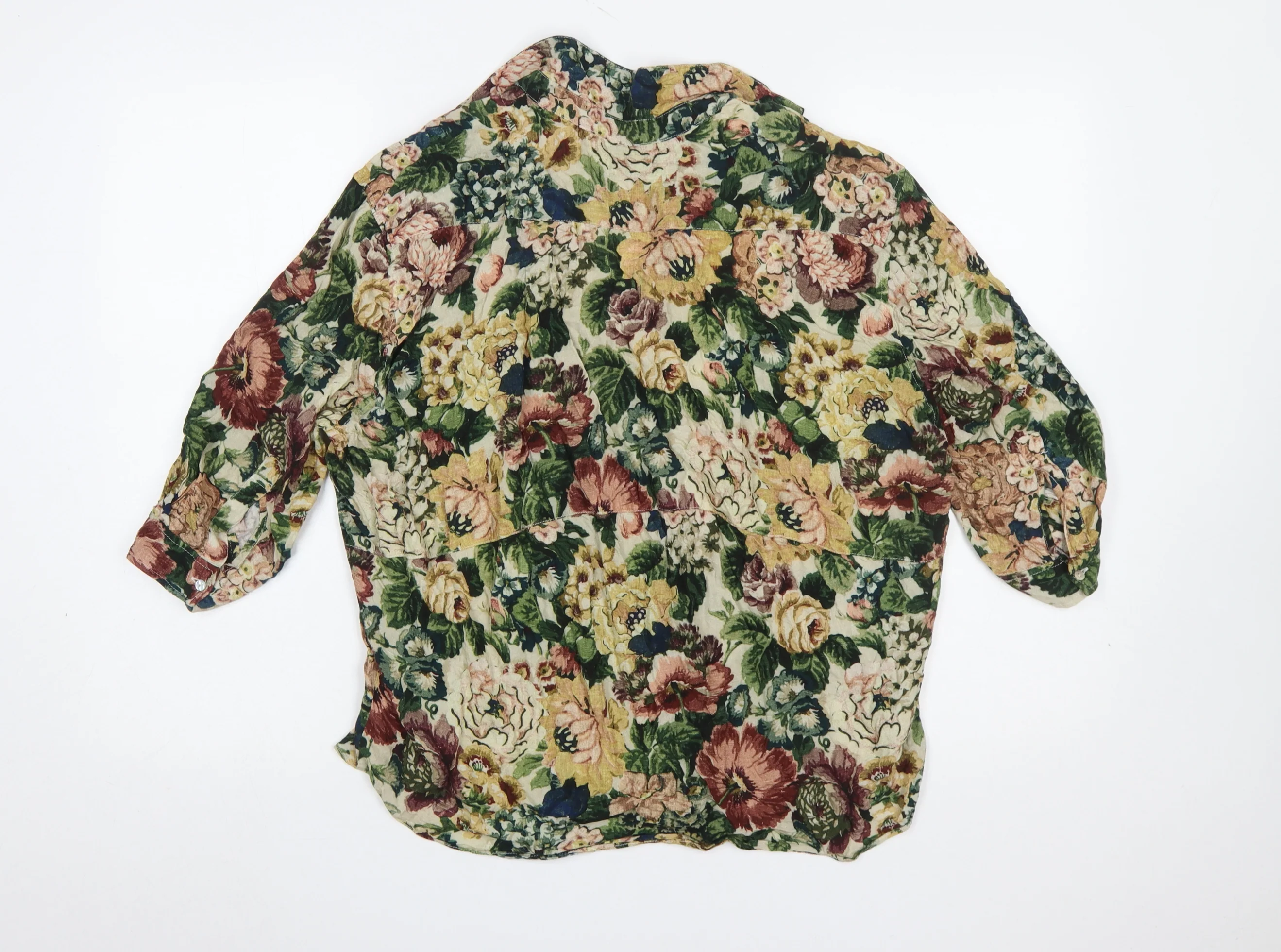 Zara Woman Floral Multicoloured Viscose 3/4 Sleeve Tunic Blouse Size 8 - Image 3