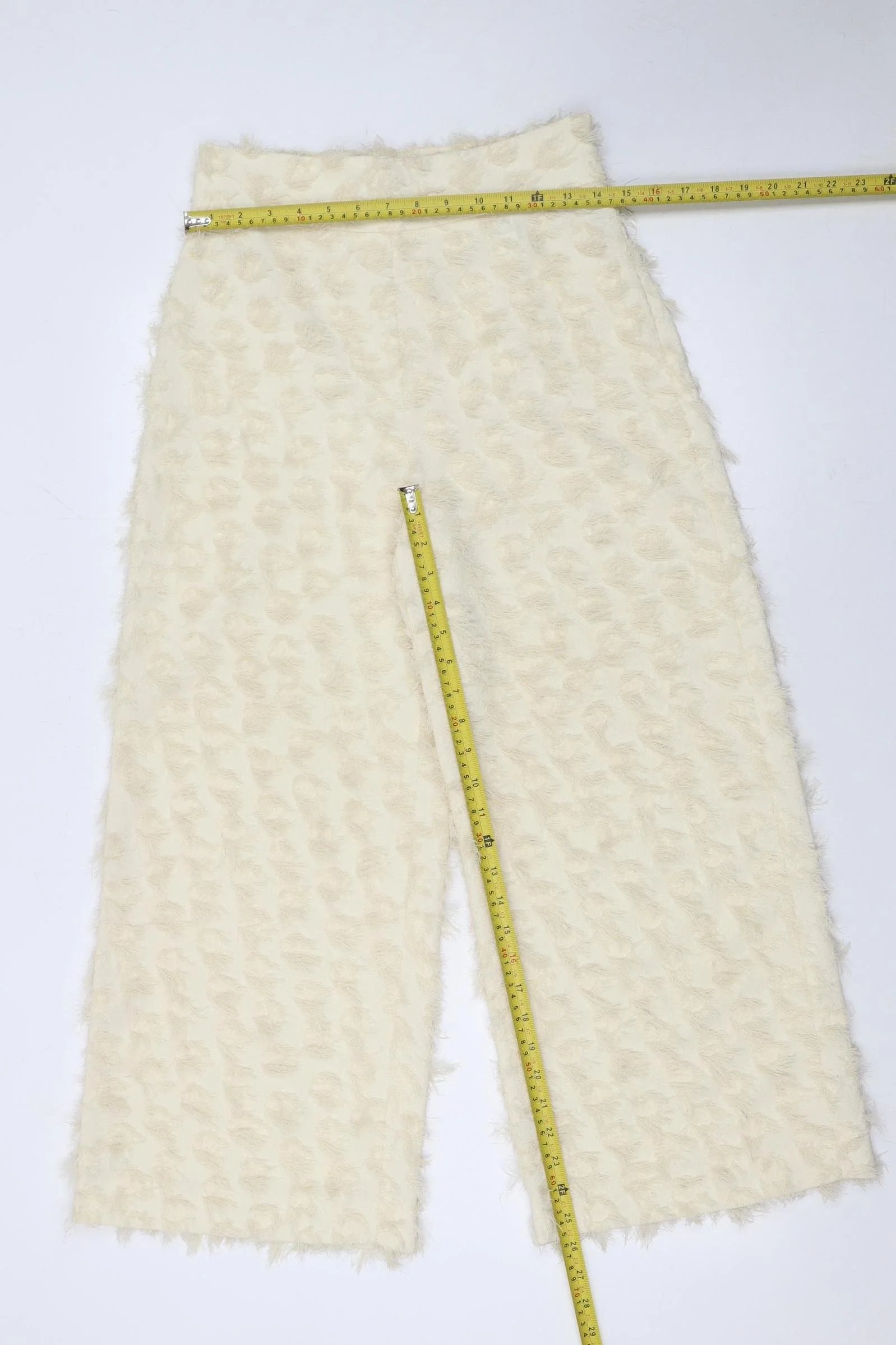 Zara Woman Ivory Textured Wide-Leg Trousers Size S - Image 2