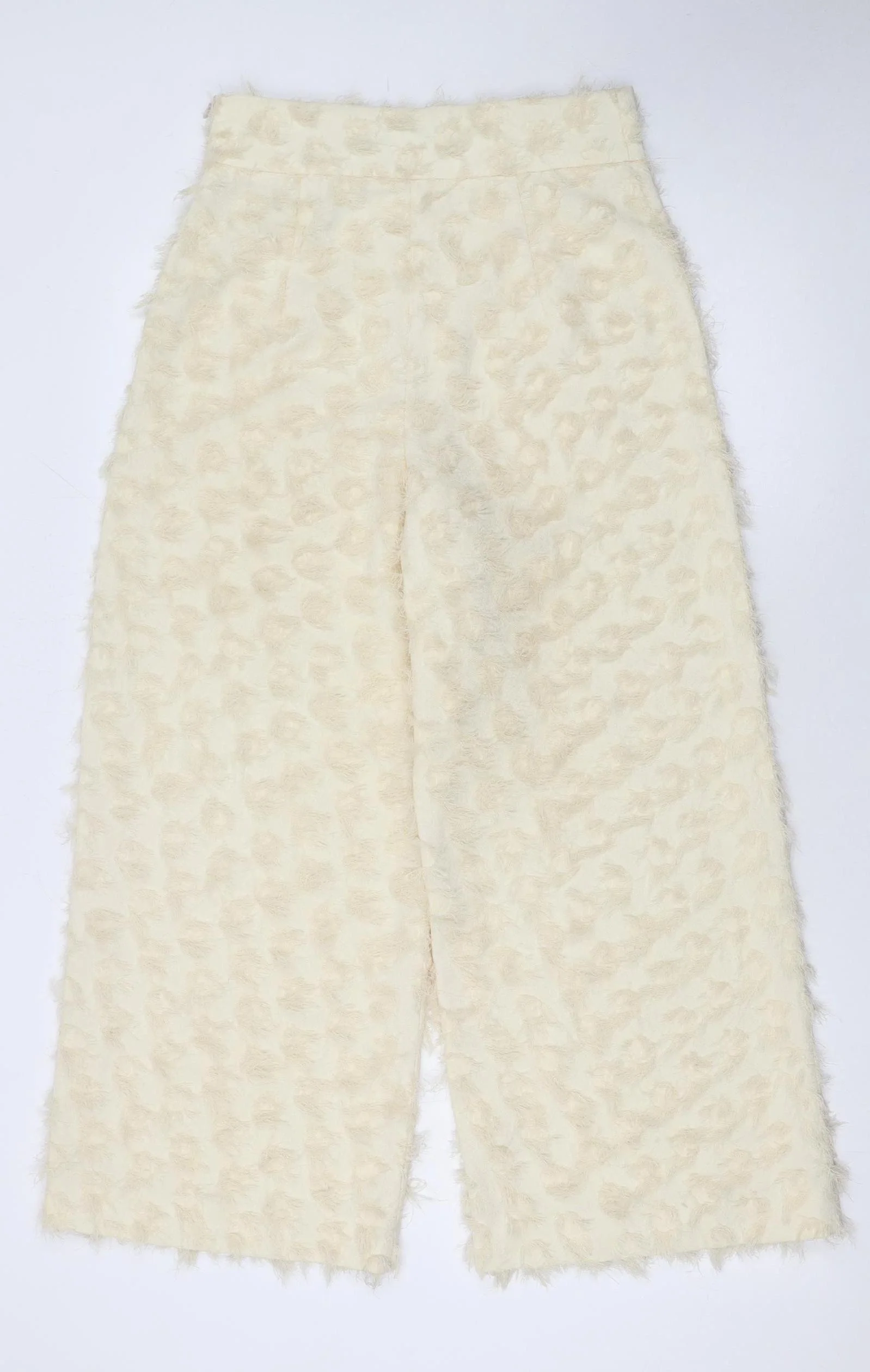 Zara Woman Ivory Textured Wide-Leg Trousers Size S - Image 3