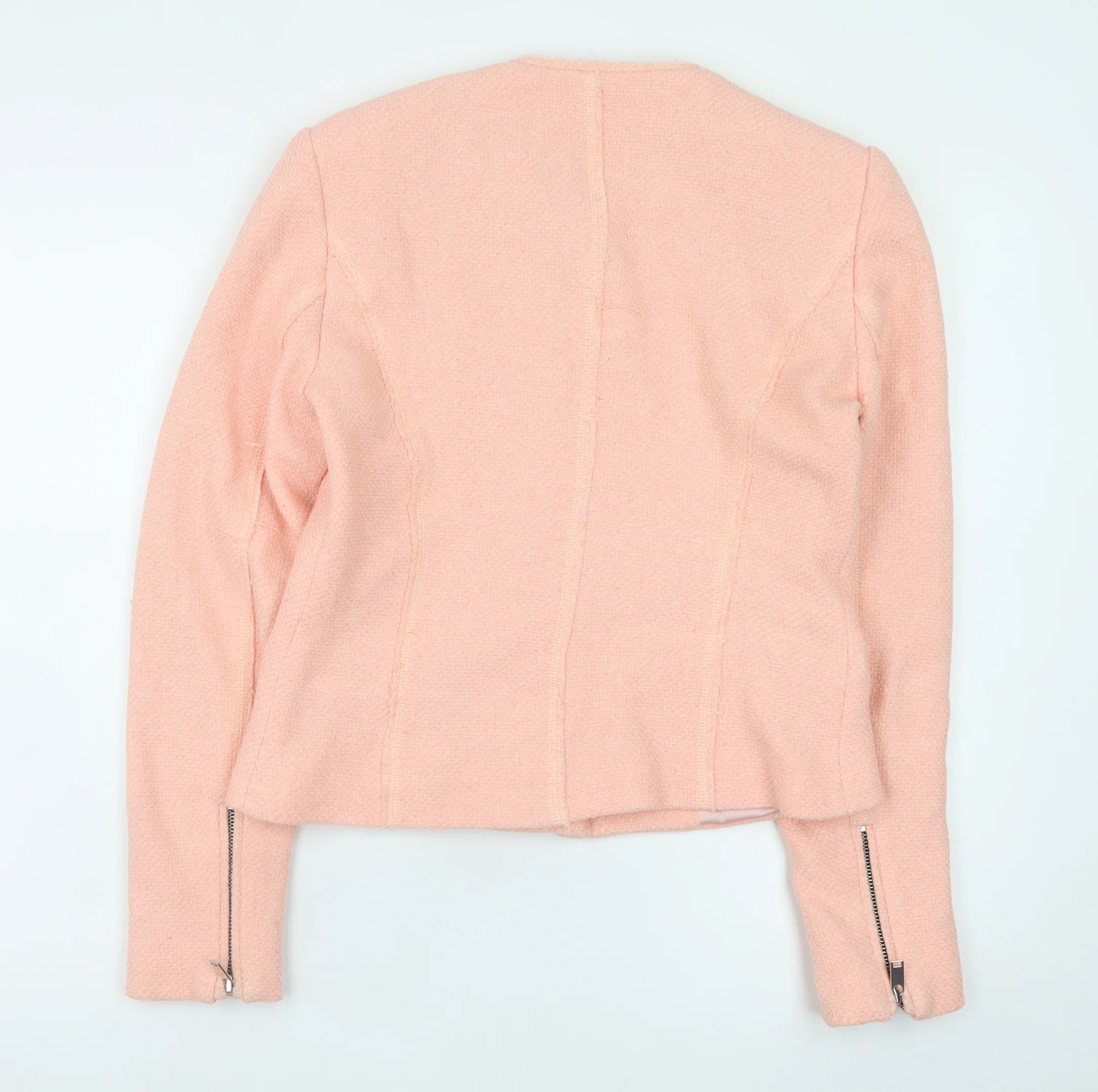 Zara Woman Pink Wool Blend Short Biker Jacket Women’s Size 12 - Image 3