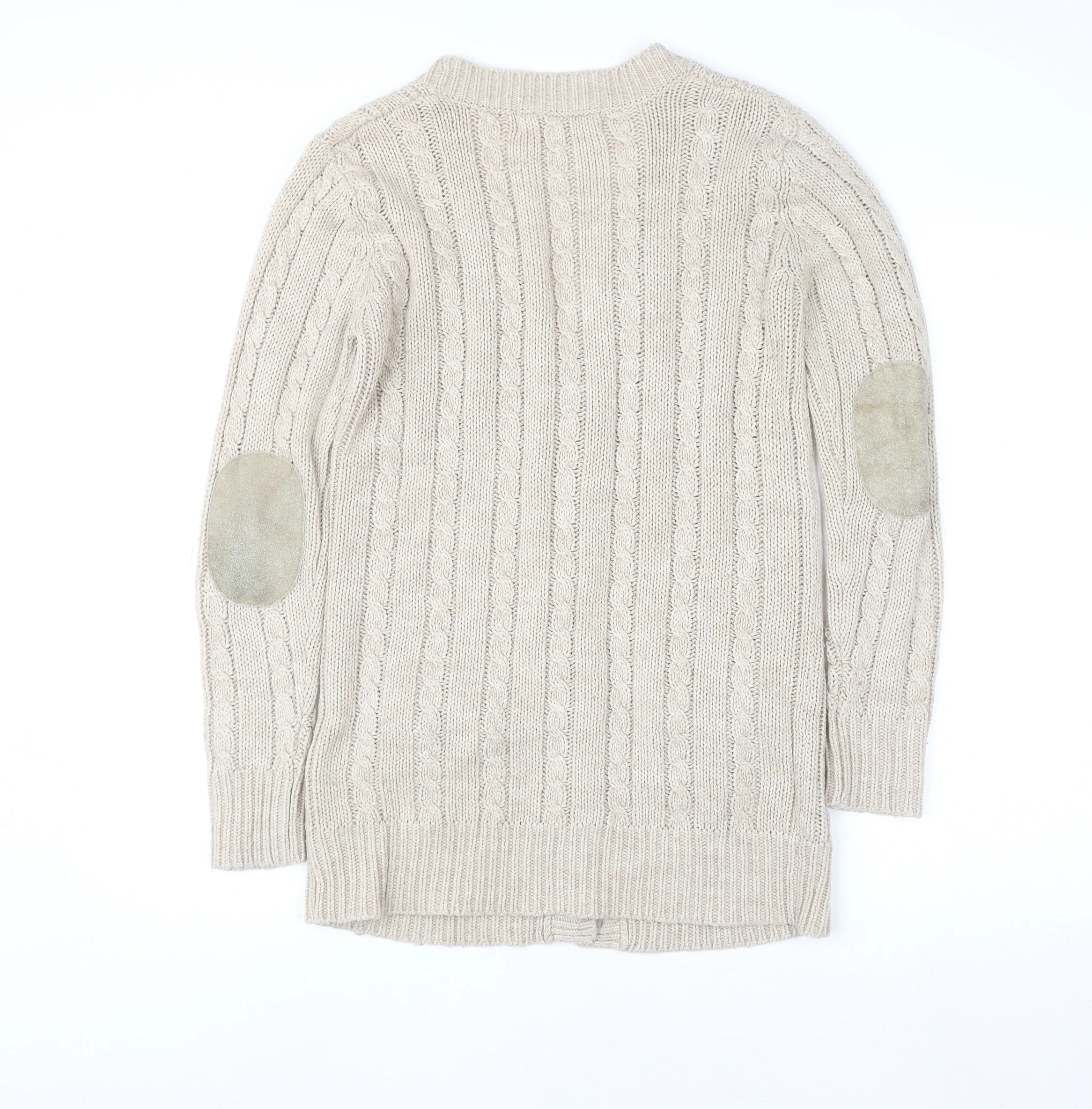 Zara Women Beige Cable Knit Long Sleeve V-Neck Cardigan Size S - Image 3