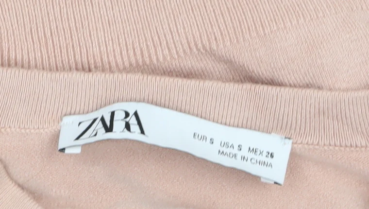 ZARA Women Beige Crew Neck Button Cuff Pullover Jumper Size 10 - Image 5