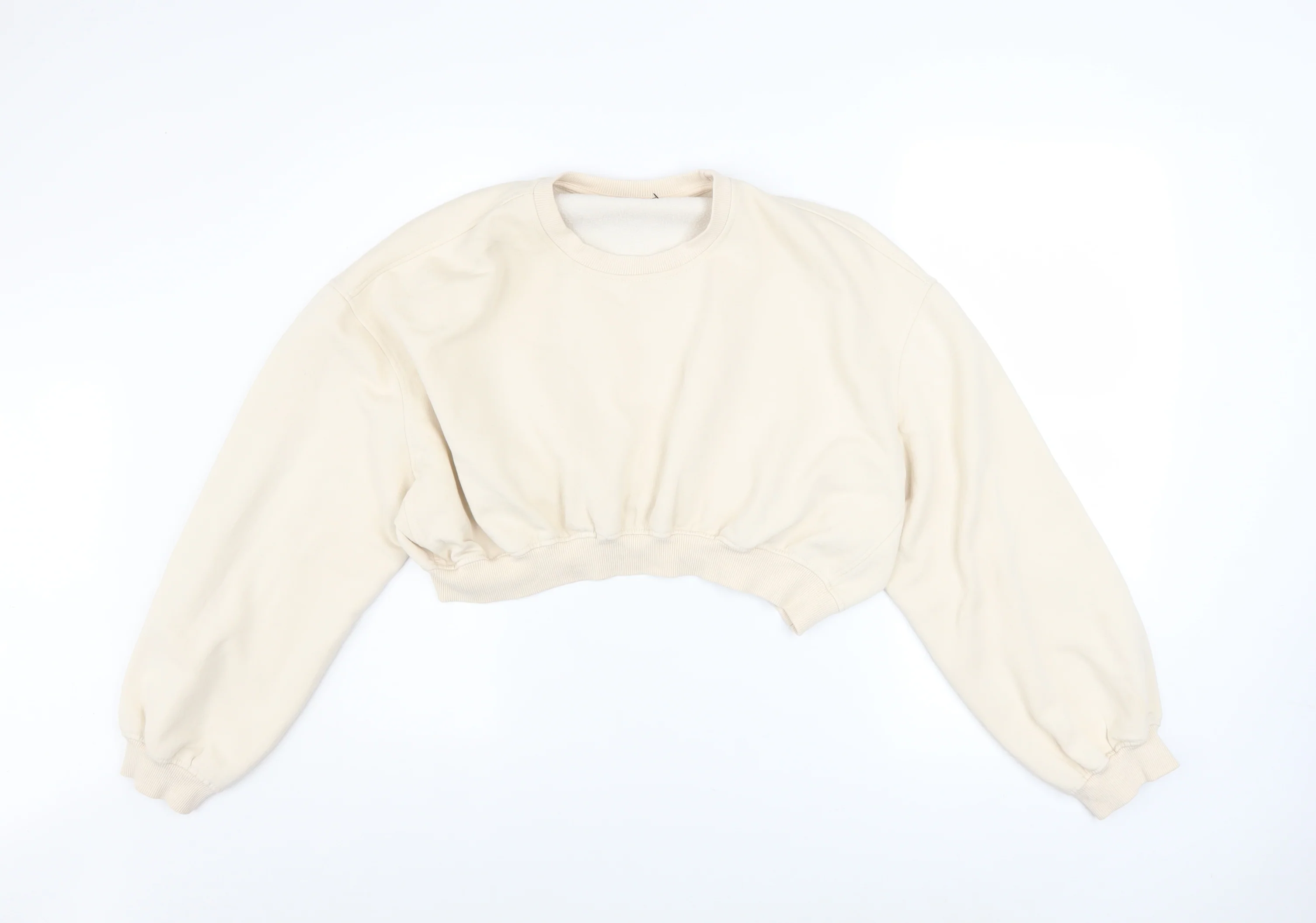 ZARA Women Beige Cropped Pullover Sweatshirt Size S