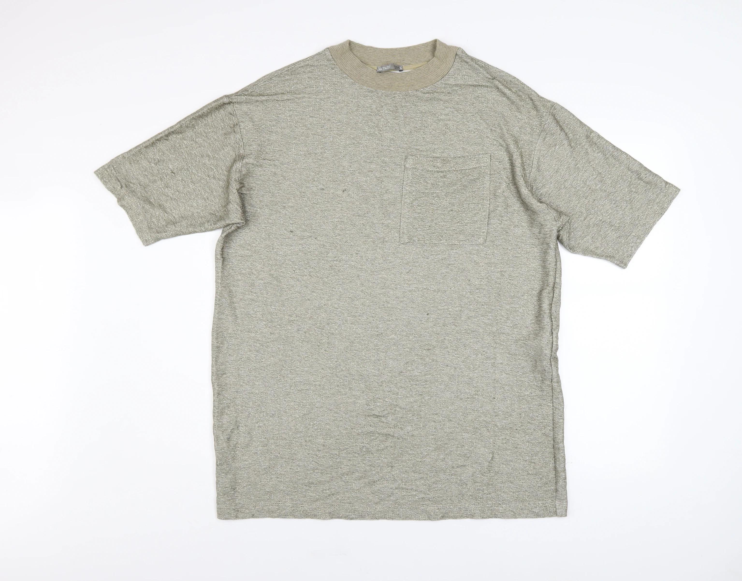 Zara Women Beige Knit Viscose Short Sleeve Crew Neck T-Shirt Size 12