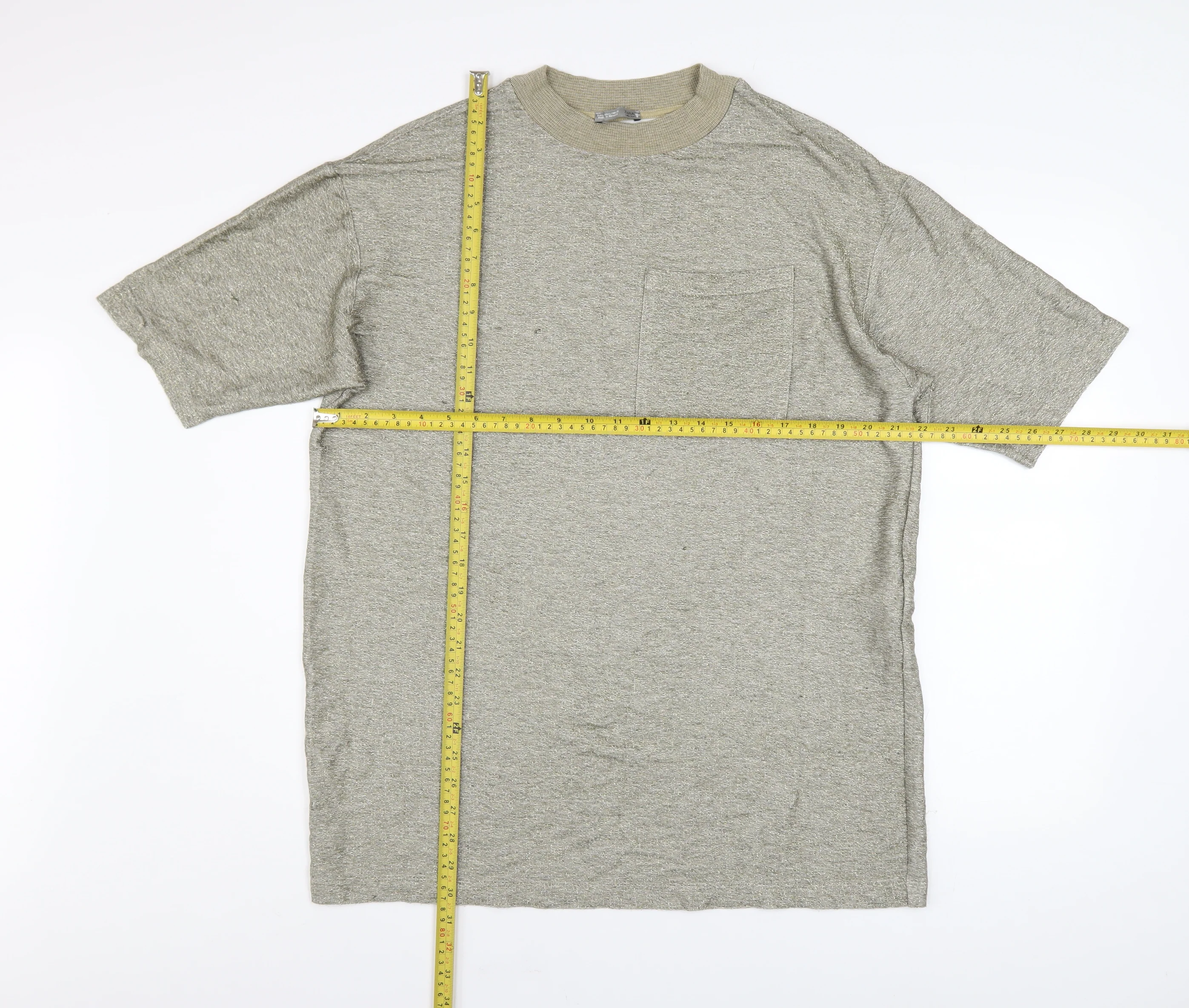 Zara Women Beige Knit Viscose Short Sleeve Crew Neck T-Shirt Size 12 - Image 2
