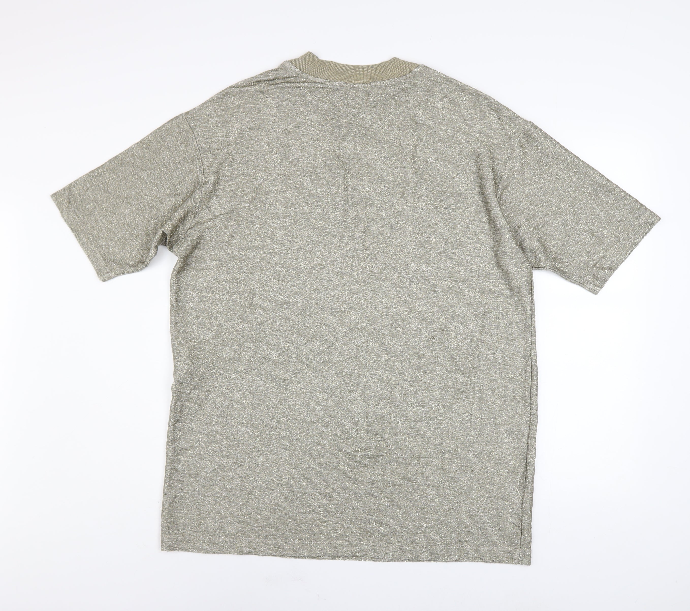 Zara Women Beige Knit Viscose Short Sleeve Crew Neck T-Shirt Size 12 - Image 3
