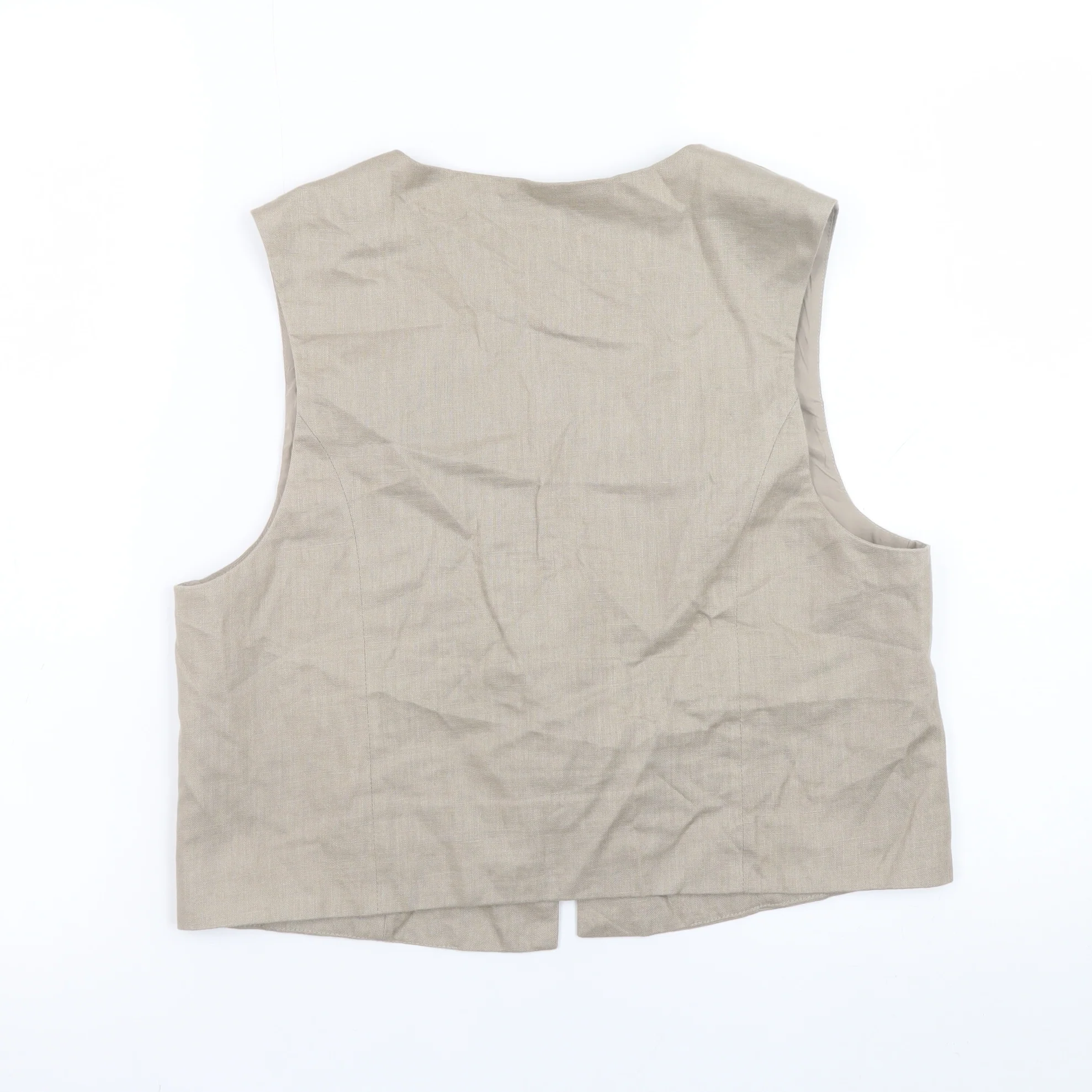 Zara Women Beige Linen Waistcoat M Single Breasted Summer Vest - Image 3