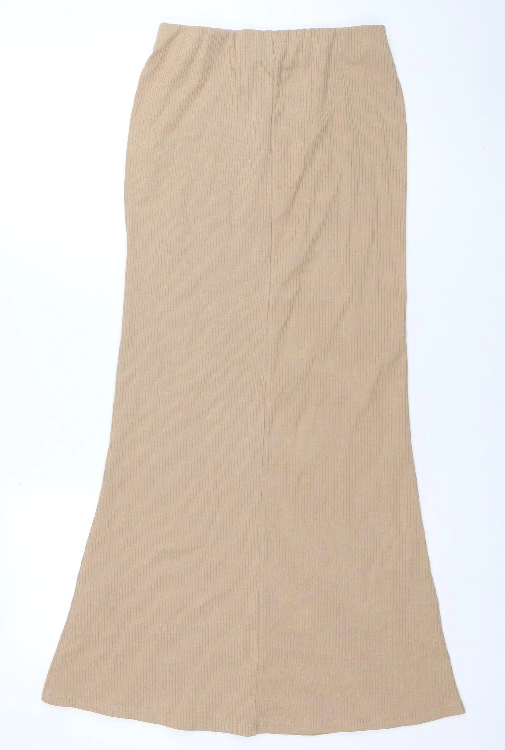 ZARA Women Beige Long Jersey Stretch Pencil Skirt S - Image 3