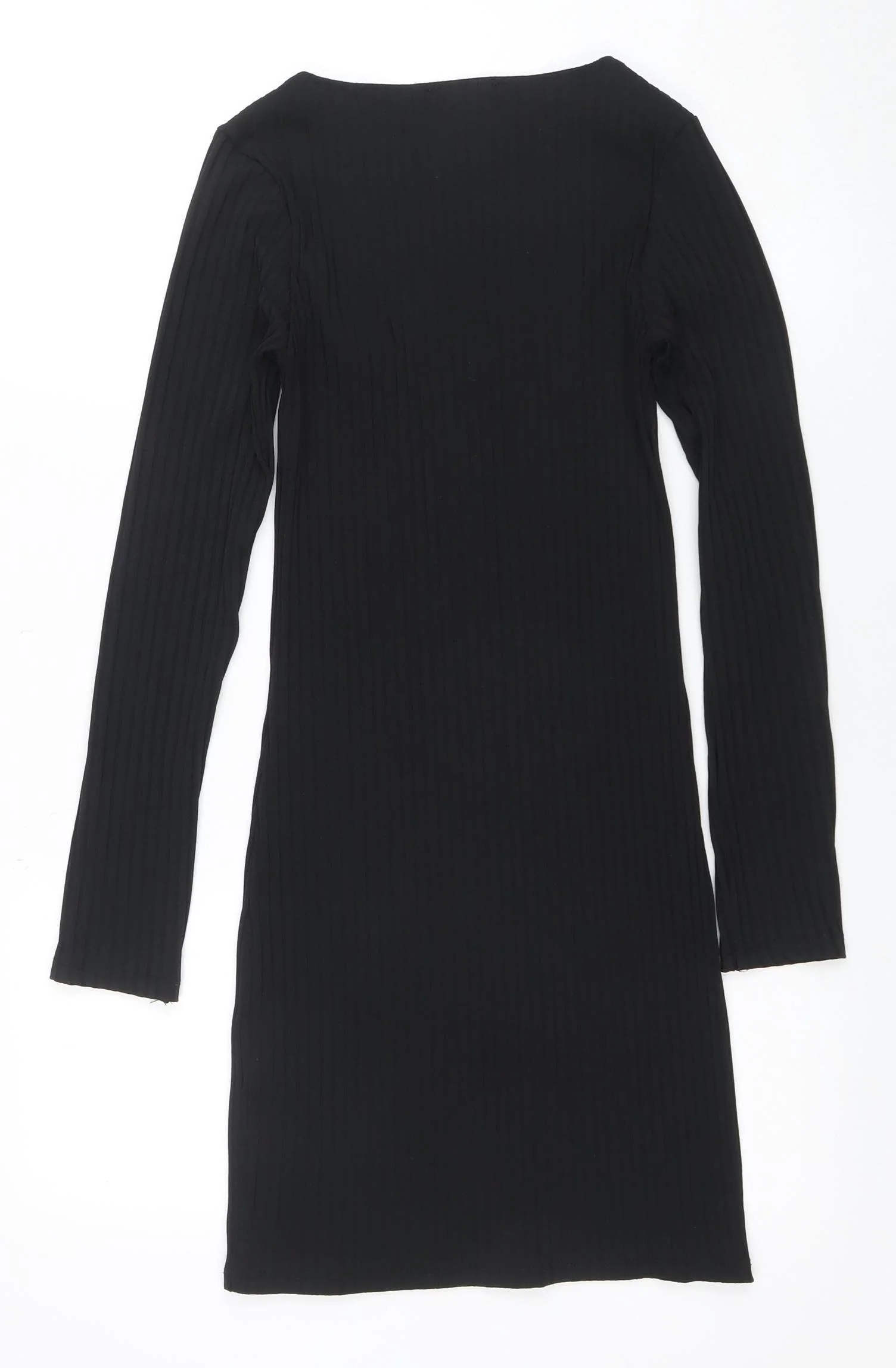 Zara Women Black Bodycon Knit Dress Size S Long Sleeve Stretch - Image 3