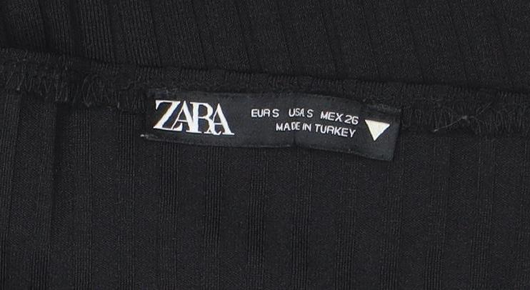Zara Women Black Bodycon Knit Dress Size S Long Sleeve Stretch - Image 4